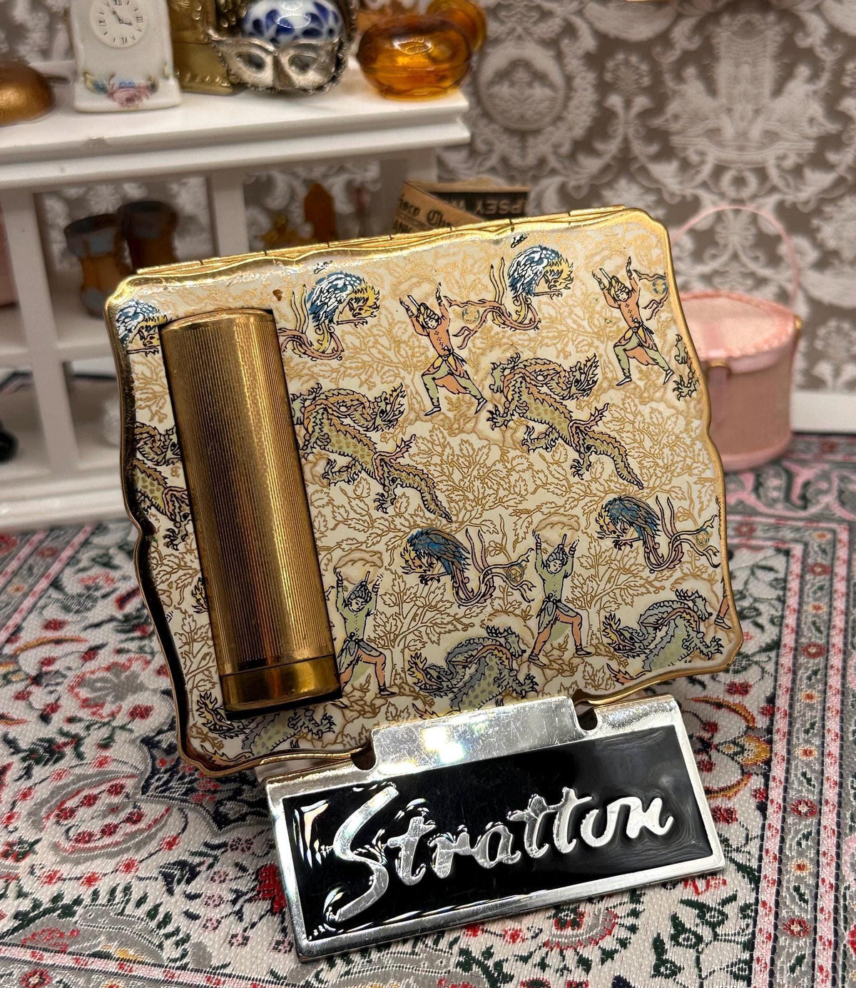 Stratton No.1 Combination Compact with Lipstick Holder – Vintage 1950s Loose Powder Compact