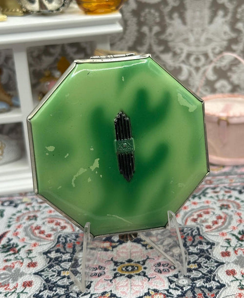 Gwenda Green Art Deco Powder Compact Vintage Octagonal Collectable