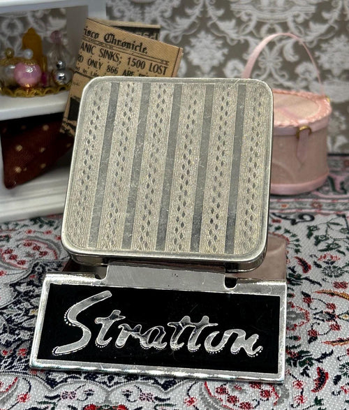 Vintage Stratton Stratnoid Powder Compact: Silver-tone Guilloché, 1930s Vanity