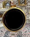 Vintage Powder Compact Black & Gold Engine Turned Makeup Compact Mirror