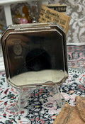 Coty Tri Powder Compact 1950s Silver Tone Double Compartment with Original Pouch