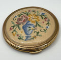 Vintage Kigu Powder Compact – 8cm – Original Box – Floral Embroidery