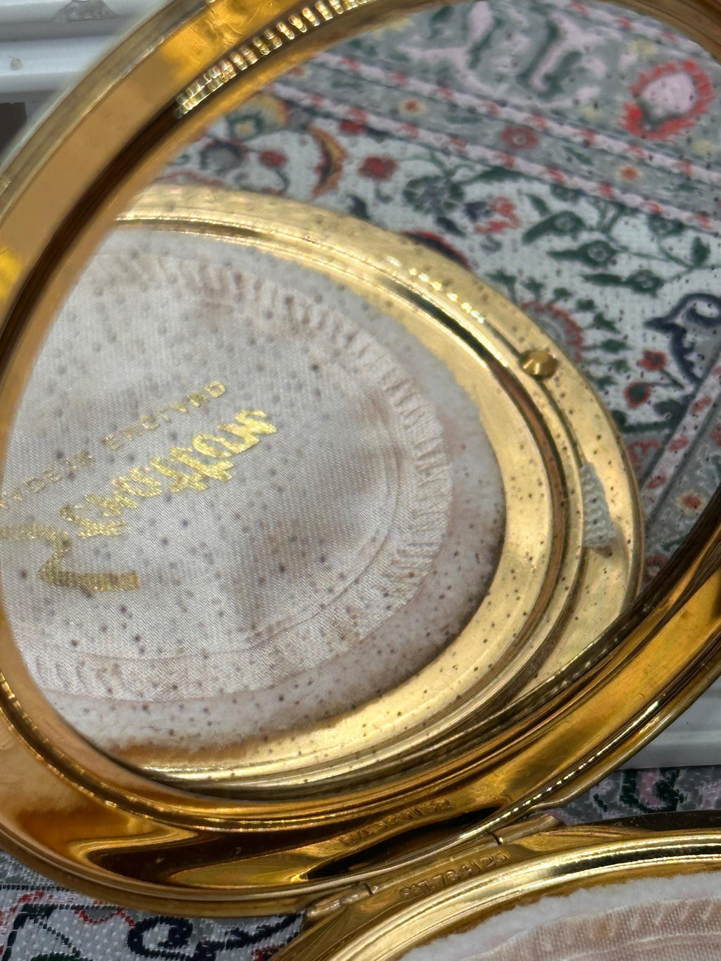 Vintage Stratton Powder Compact: Mother of Pearl Mosaic Vanity Compact (1950s)