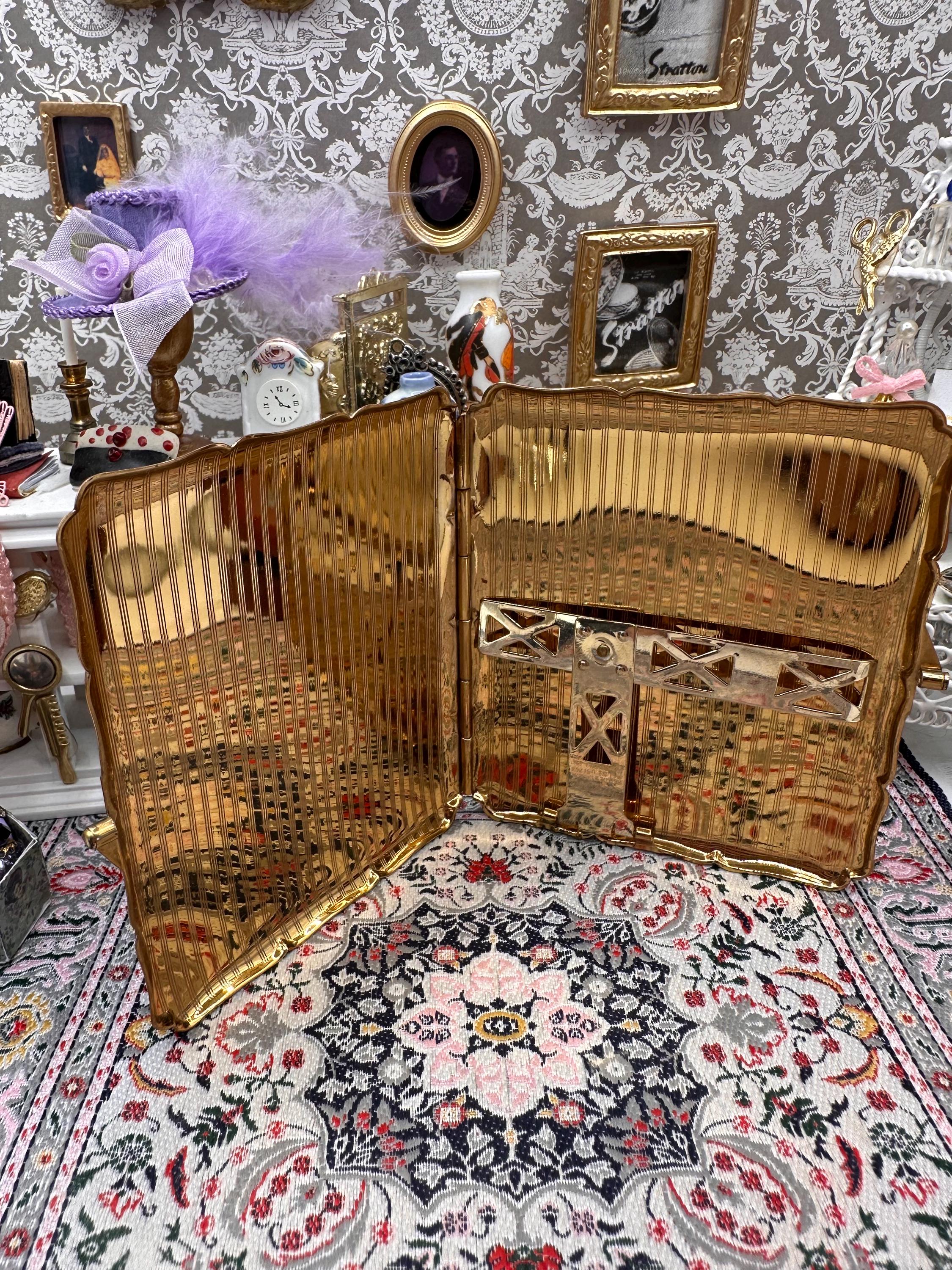 Vintage Stratton Cigarette Case Blue Enamel Flamingo Design Gold Tone Compact Case 1950s Made in England