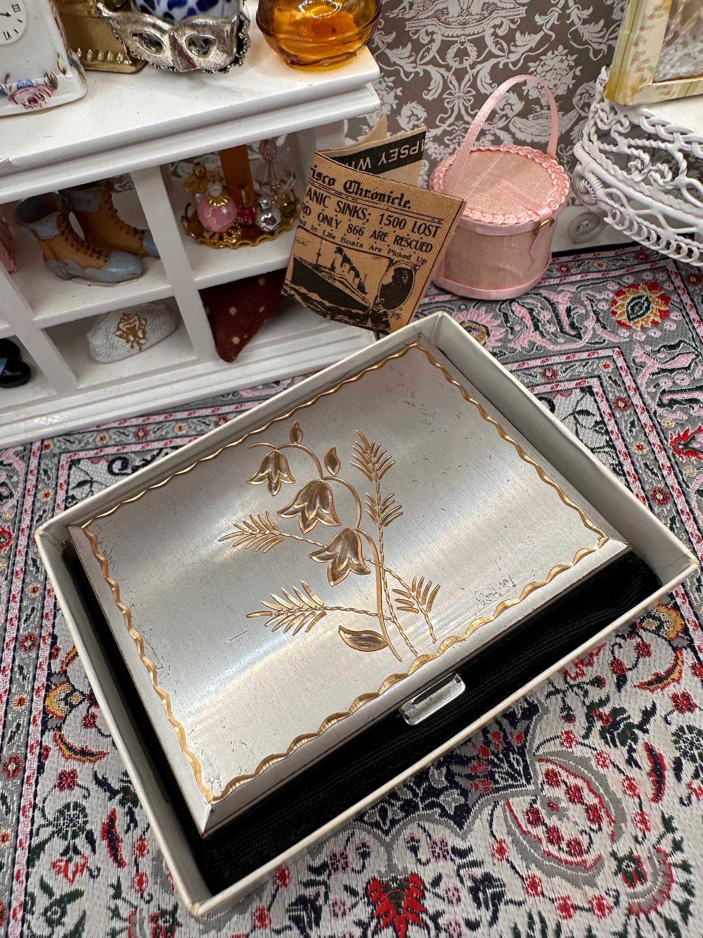 Vintage Reuge Musical Powder Compact Silver Plated Swiss Movement Fascination Tune Boxed Vanity Compact
