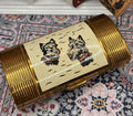 Vintage Scottie Dog Cigarette Case 1950s Gold Tone Novelty Case – Twin Terrier Design – Mid Century Vanity Tobacciana