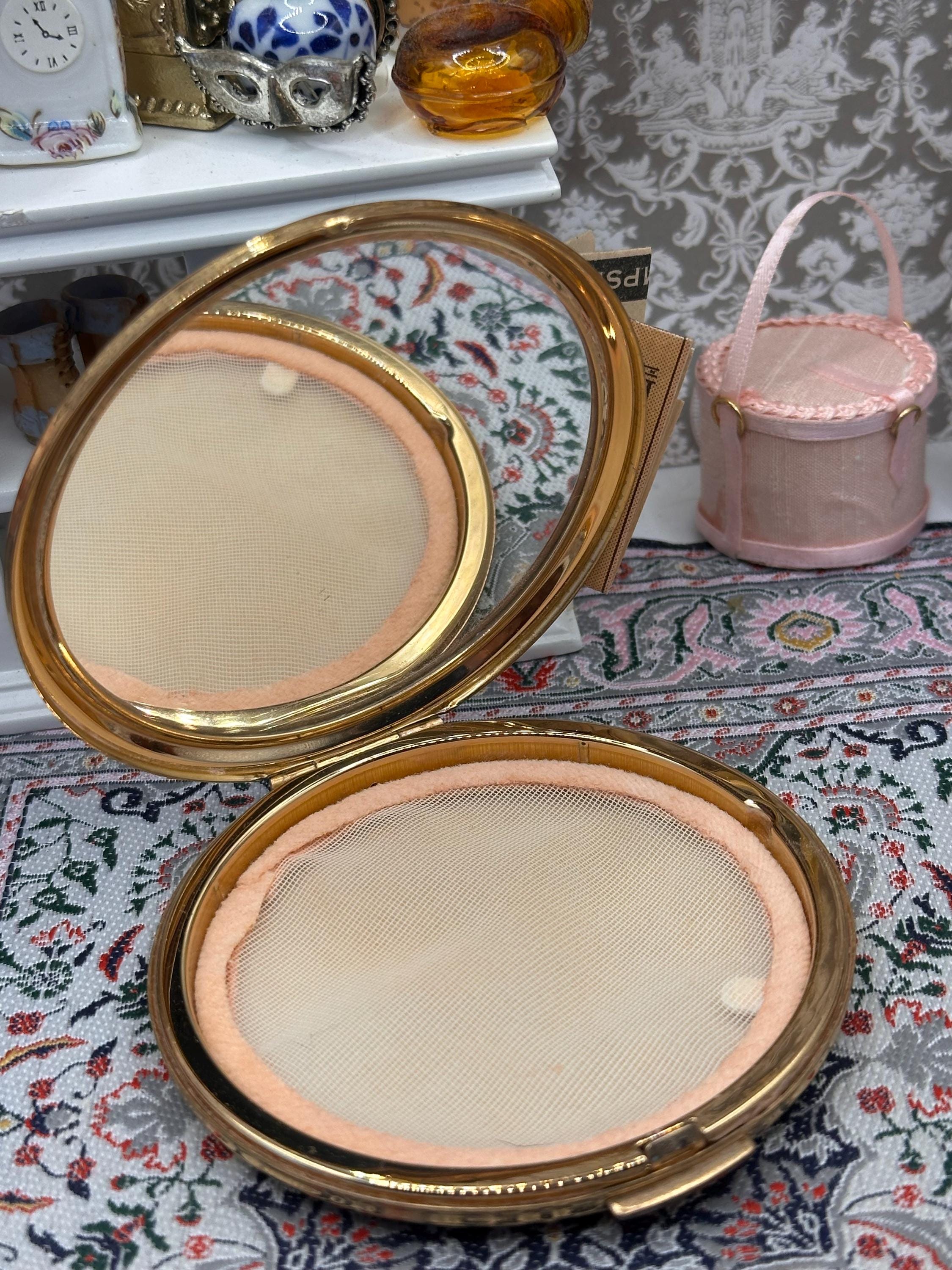 Stratton Abalone Shell Powder Compact, Iridescent Mosaic Design, 1950s, Round 7.5cm Vintage Compact