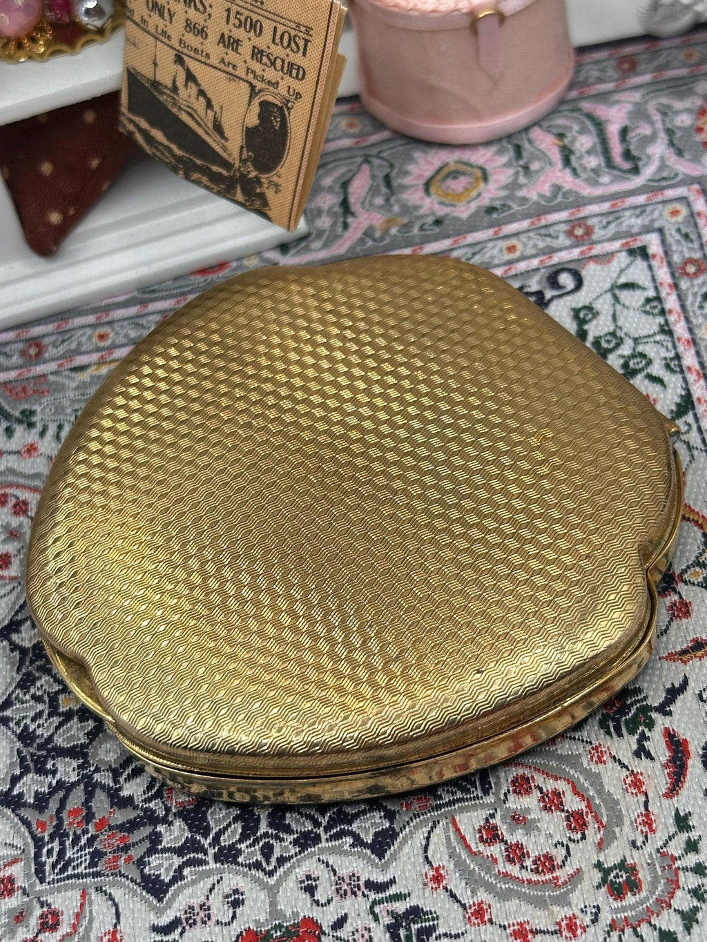 Kigu Powder Compact Blue Enamel Swan Design 1950s Vintage Compact Mirror 8cm