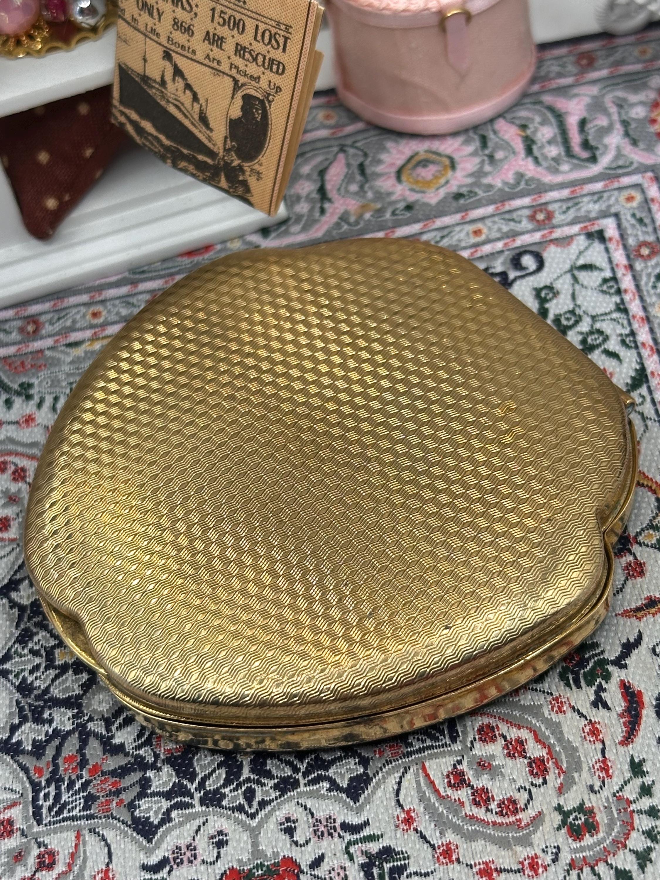 Kigu Powder Compact Blue Enamel Swan Design 1950s Vintage Compact Mirror 8cm