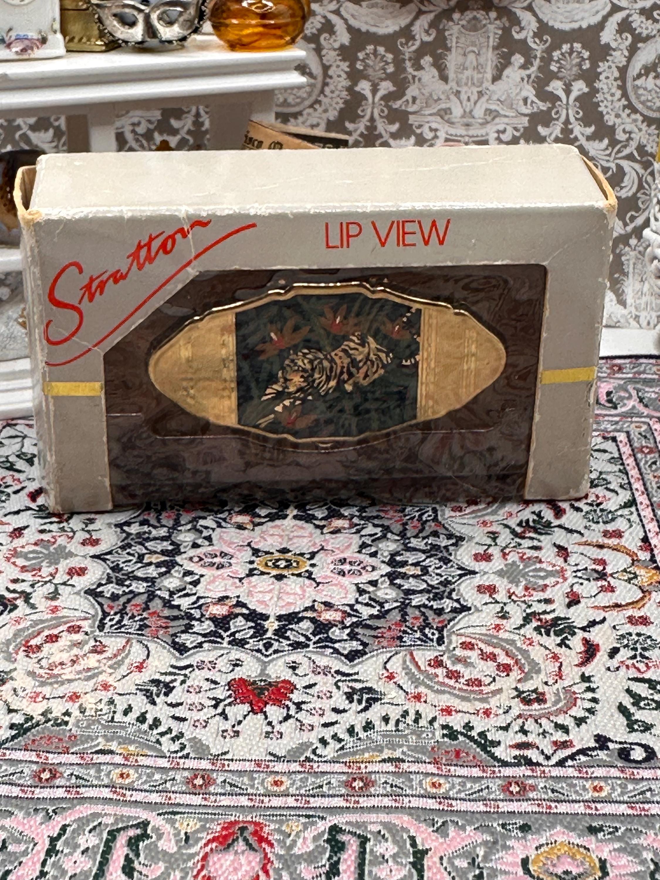 Vintage Stratton Lip View Mirror Compact, Boxed Stratton Handbag Mirror, Tiger Jungle Design Lipstick Mirror, Mid Century Vanity Accessory