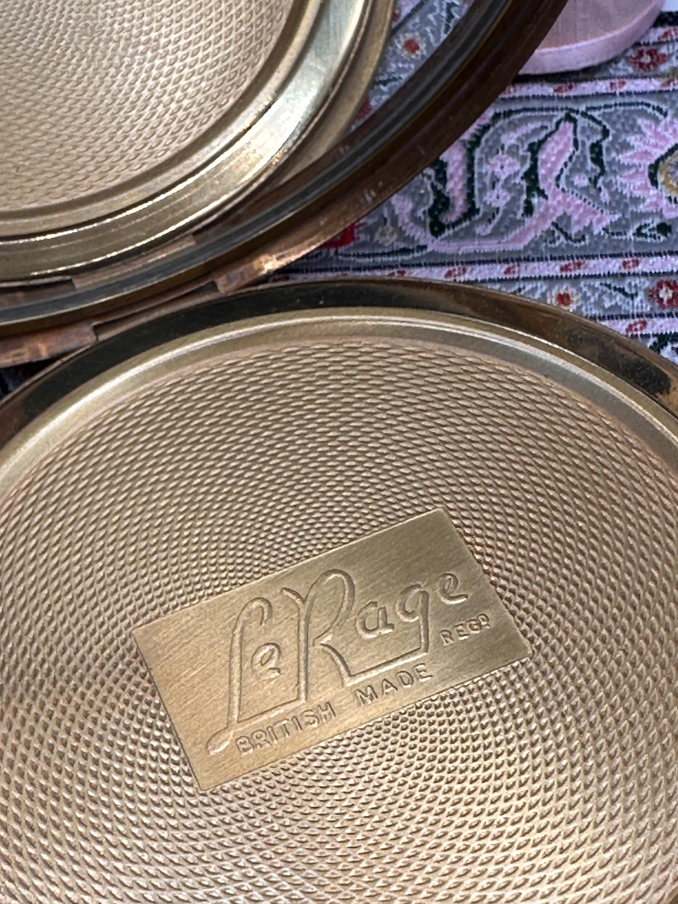 Vintage Le Rage Powder Compact, Large 9cm Gold Tone Compact Mirror, Blue Rhinestone Vanity Compact, British Vintage Makeup Compact