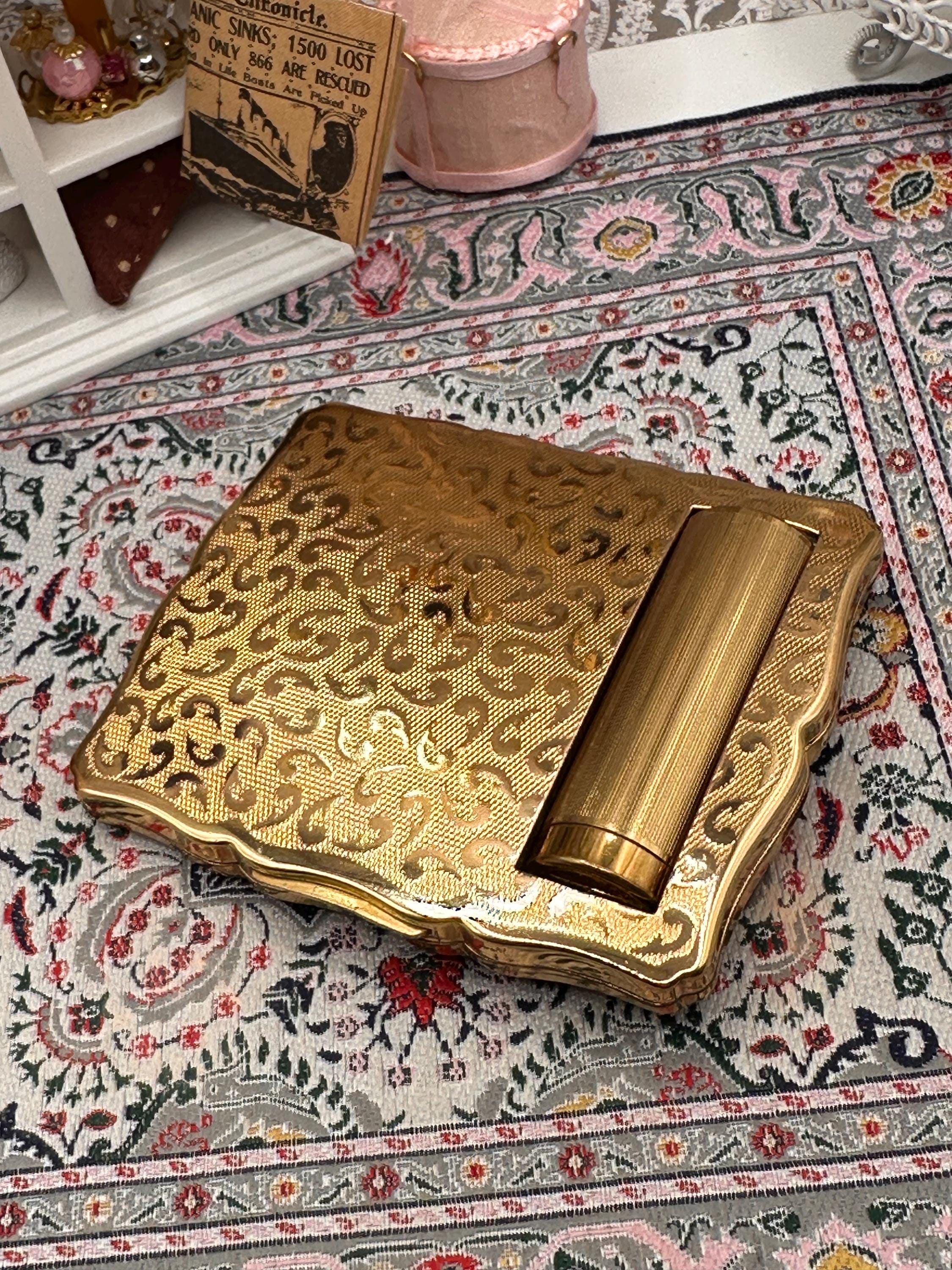 Vintage Stratton No 2 Powder Compact, Black and Gold Snowflake Design, Stratton Convertible Compact, Mid Century Vanity Compact, Collectible