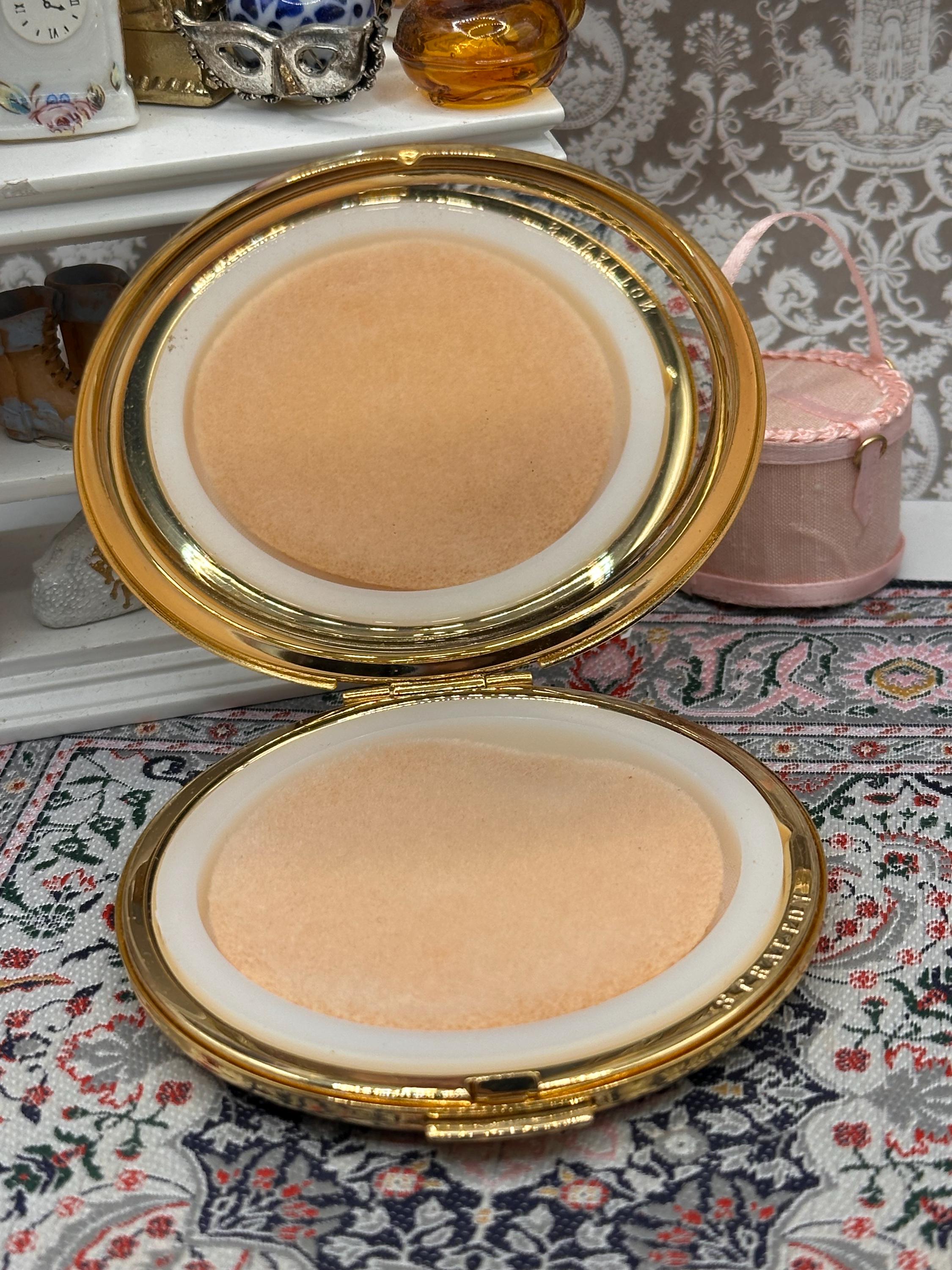 Vintage Stratton Powder Compact Black & Gold Red Enamel Art Deco Style Compact Mirror 7.5cm England