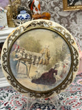 Vintage Celluloid Powder Compact Romantic Courting Scene Compact Mirror Vanity Compact 8.5cm
