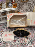 Vintage Stratton Lip View Compact Mirror Holder With Box Black Enamel Vase Design 1950s Powder Compact Accessory