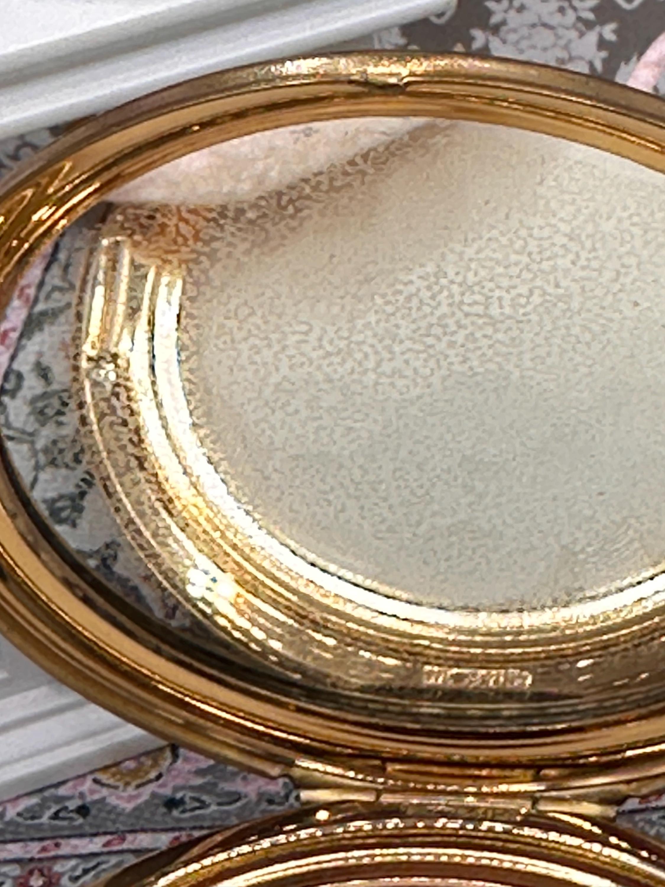 Vintage Stratton Powder Compact – Pink Rose Design – 8cm Compact Mirror – With Original Puff, Sifter & Pouch – Made in England