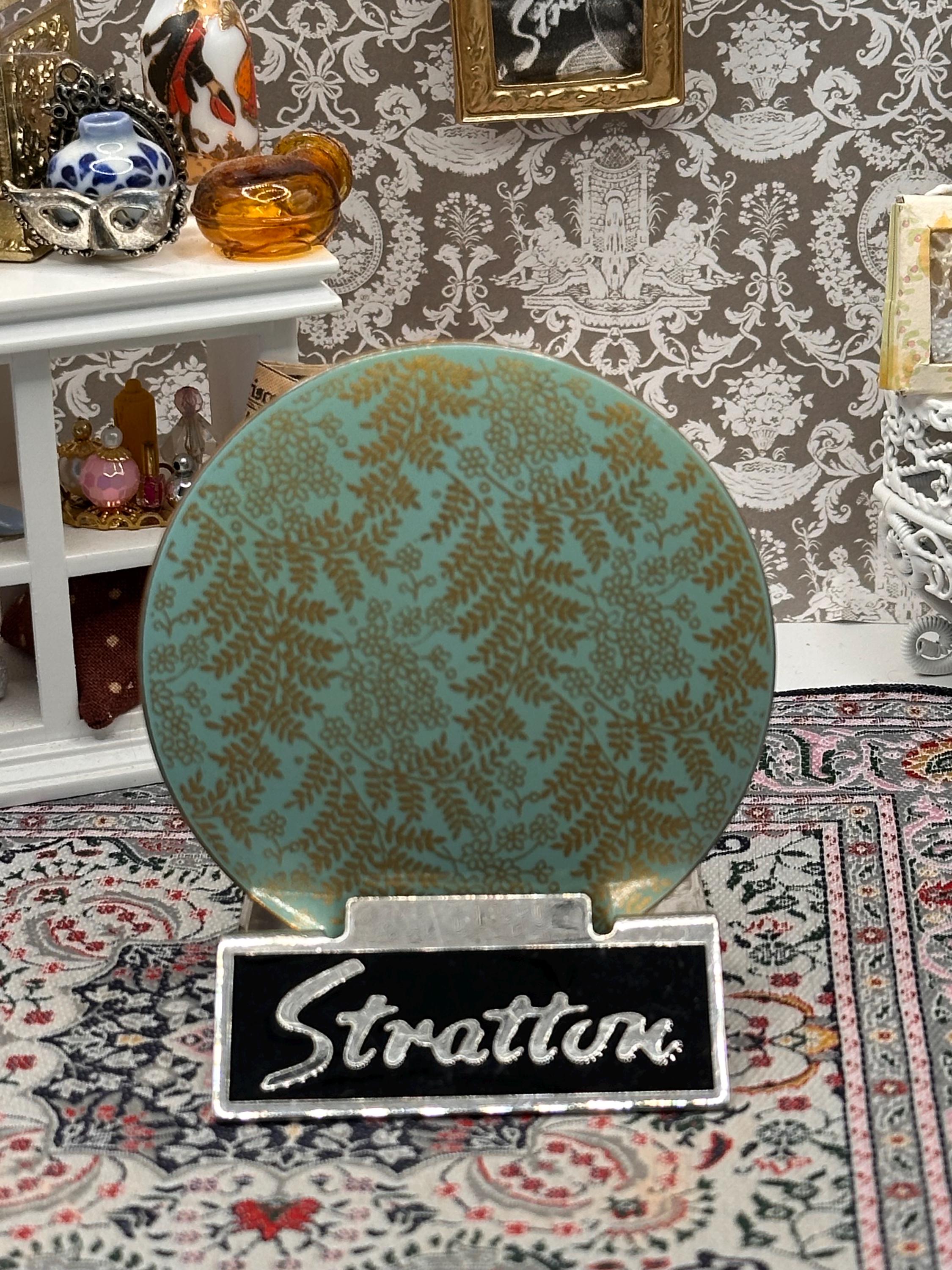 Vintage Stratton Powder Compact Mint Green Enamel Floral Design | 1950s 1960s British Powder Compact | Vanity Compact with Mirror & Original