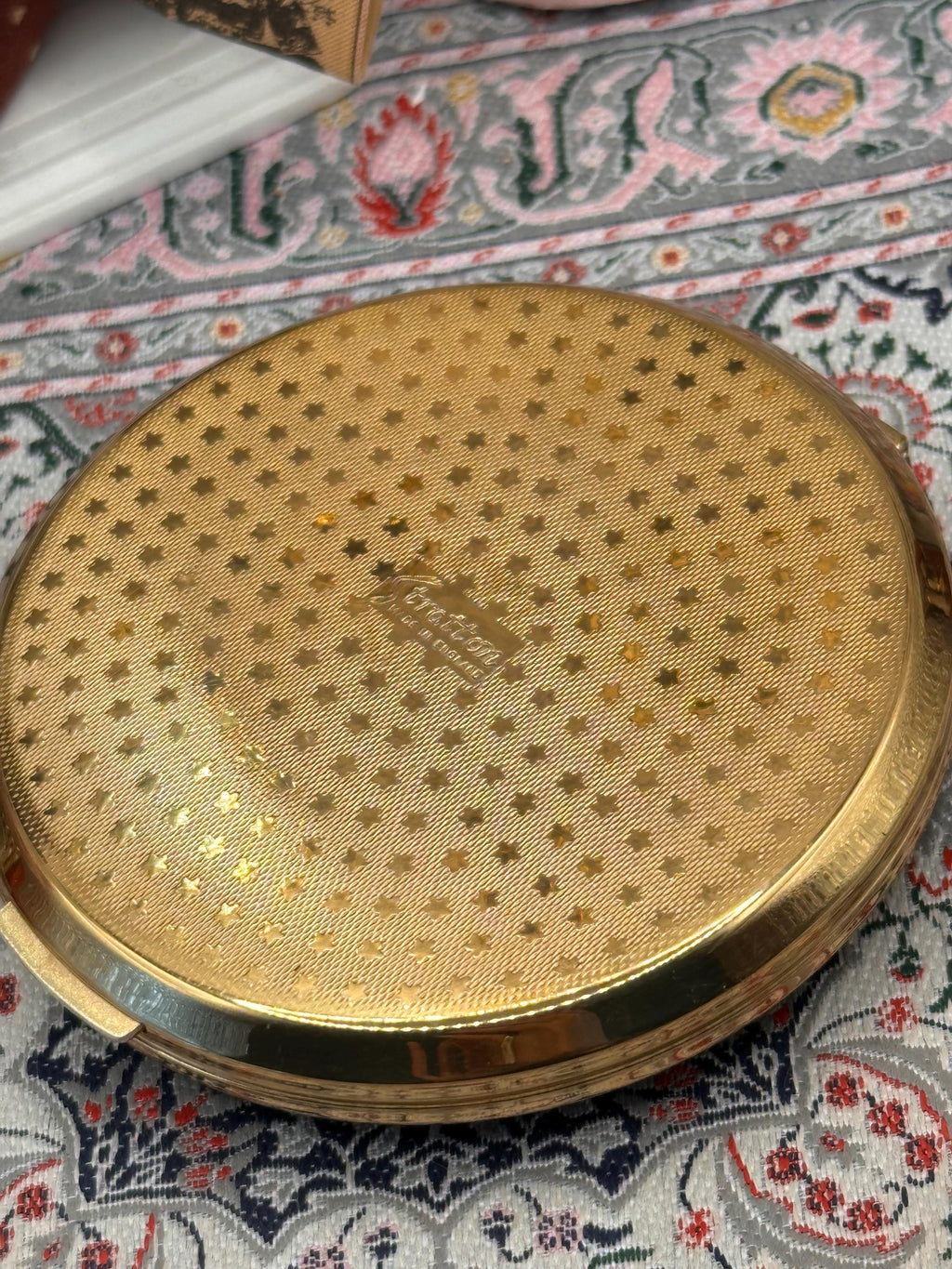 Vintage Stratton Kiwi Bird Abalone Powder Compact | Mother of Pearl Mosaic Powder Compact | New Zealand Souvenir Vanity Compact | 7.5cm
