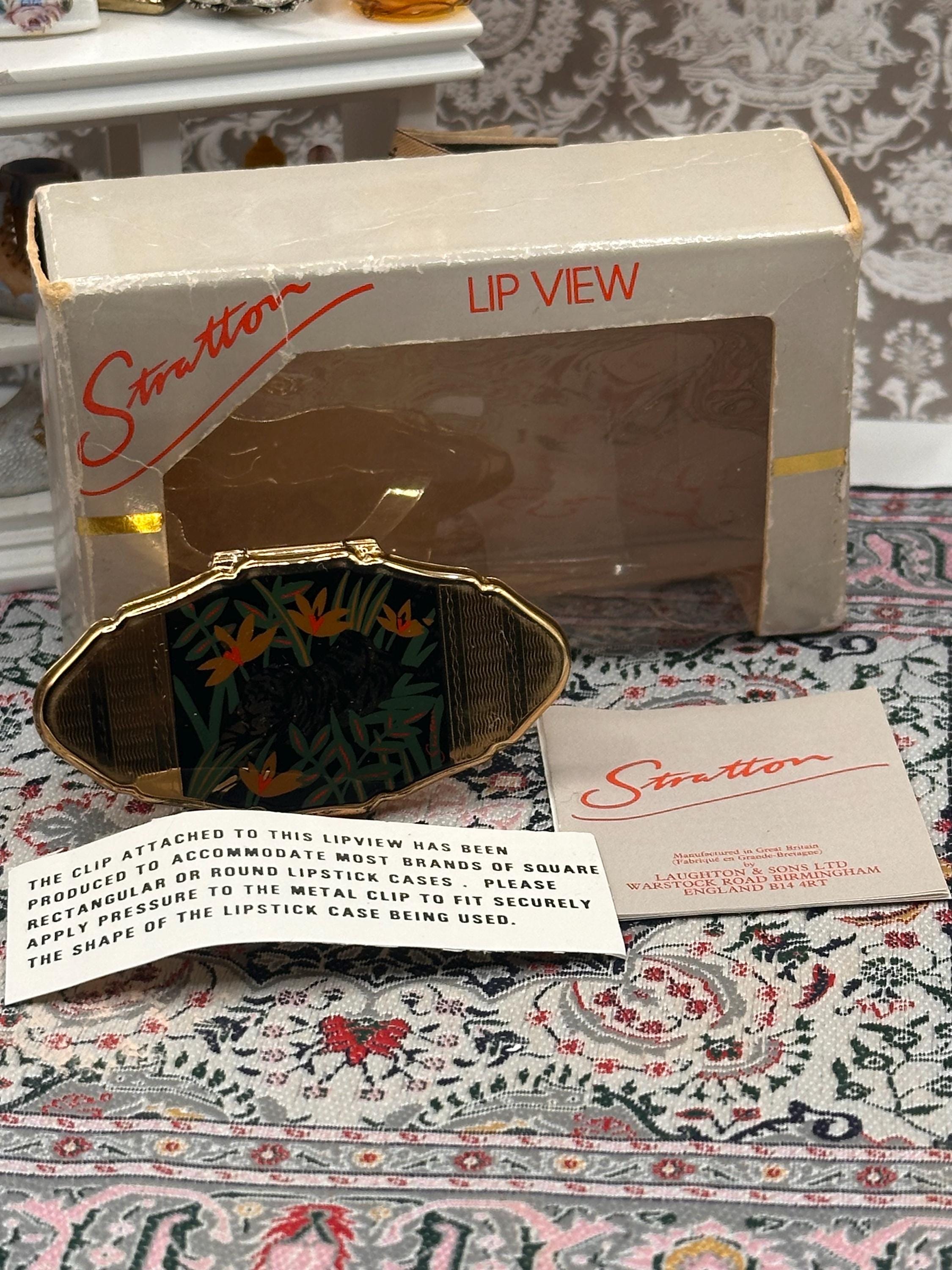 Vintage Stratton Lip View Mirror Compact, Boxed Stratton Handbag Mirror, Tiger Jungle Design Lipstick Mirror, Mid Century Vanity Accessory