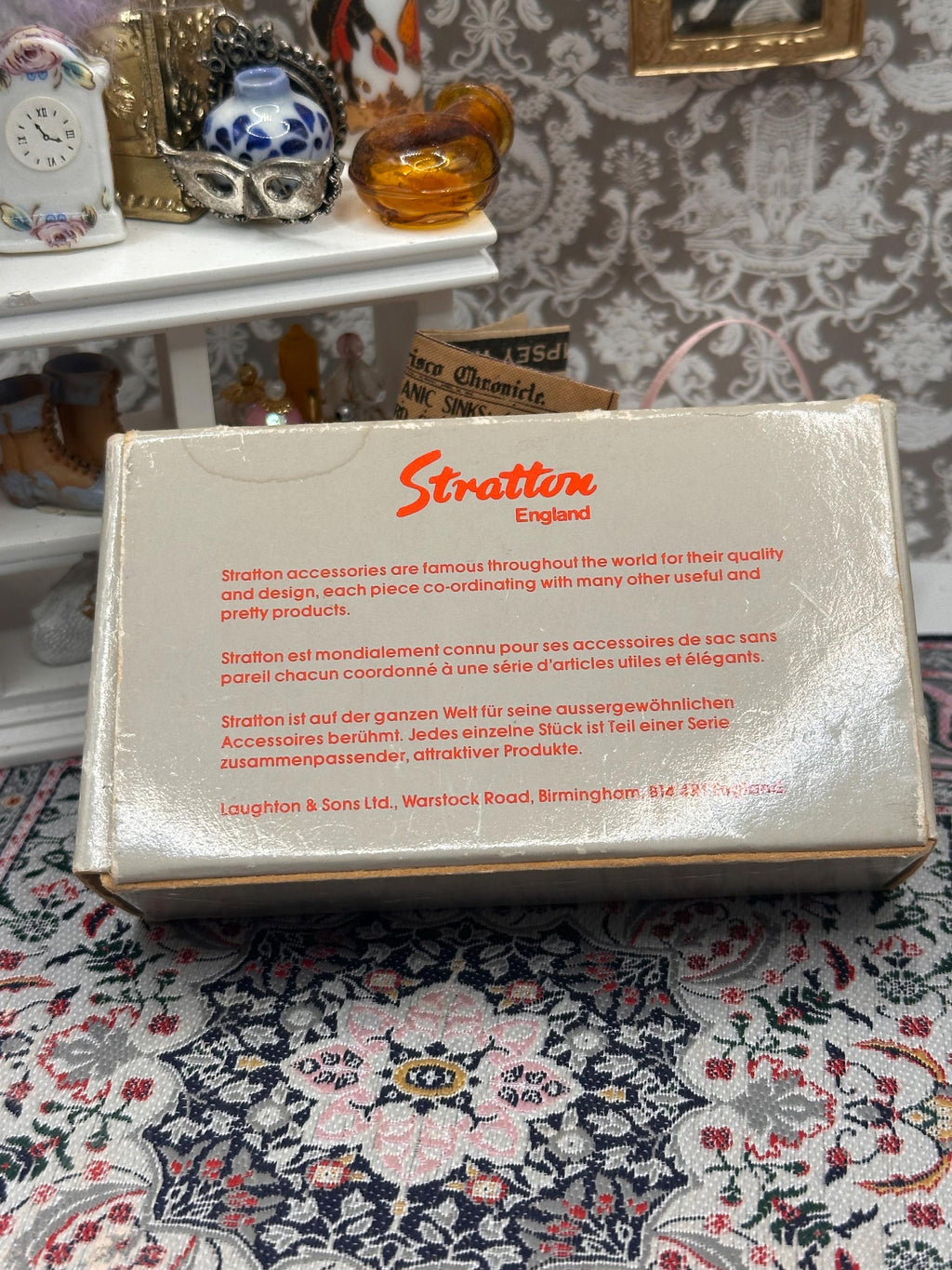 Vintage Stratton Lip View Mirror Compact, Boxed Stratton Handbag Mirror, Tiger Jungle Design Lipstick Mirror, Mid Century Vanity Accessory