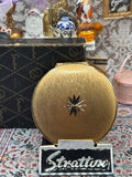 Vintage Stratton Slimline Powder Compact with Original Box & Pouch, Gold Tone Starburst Compact, Made in England