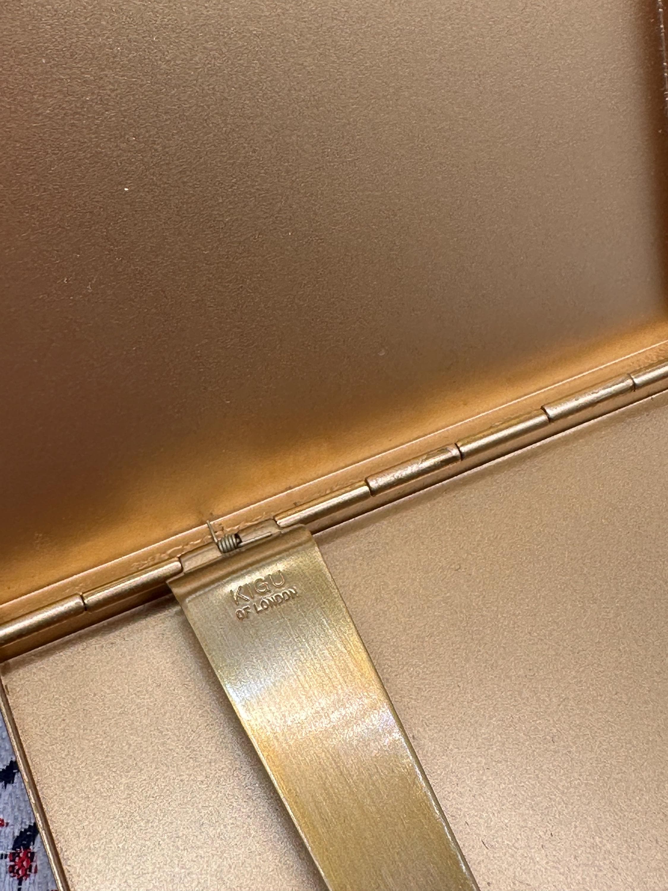 Vintage Kigu Cigarette Case, Vintage Kigu Card Case, Hummingbird Cigarette Holder, Mid Century British Vanity Accessory, Gold Tone Kigu Case