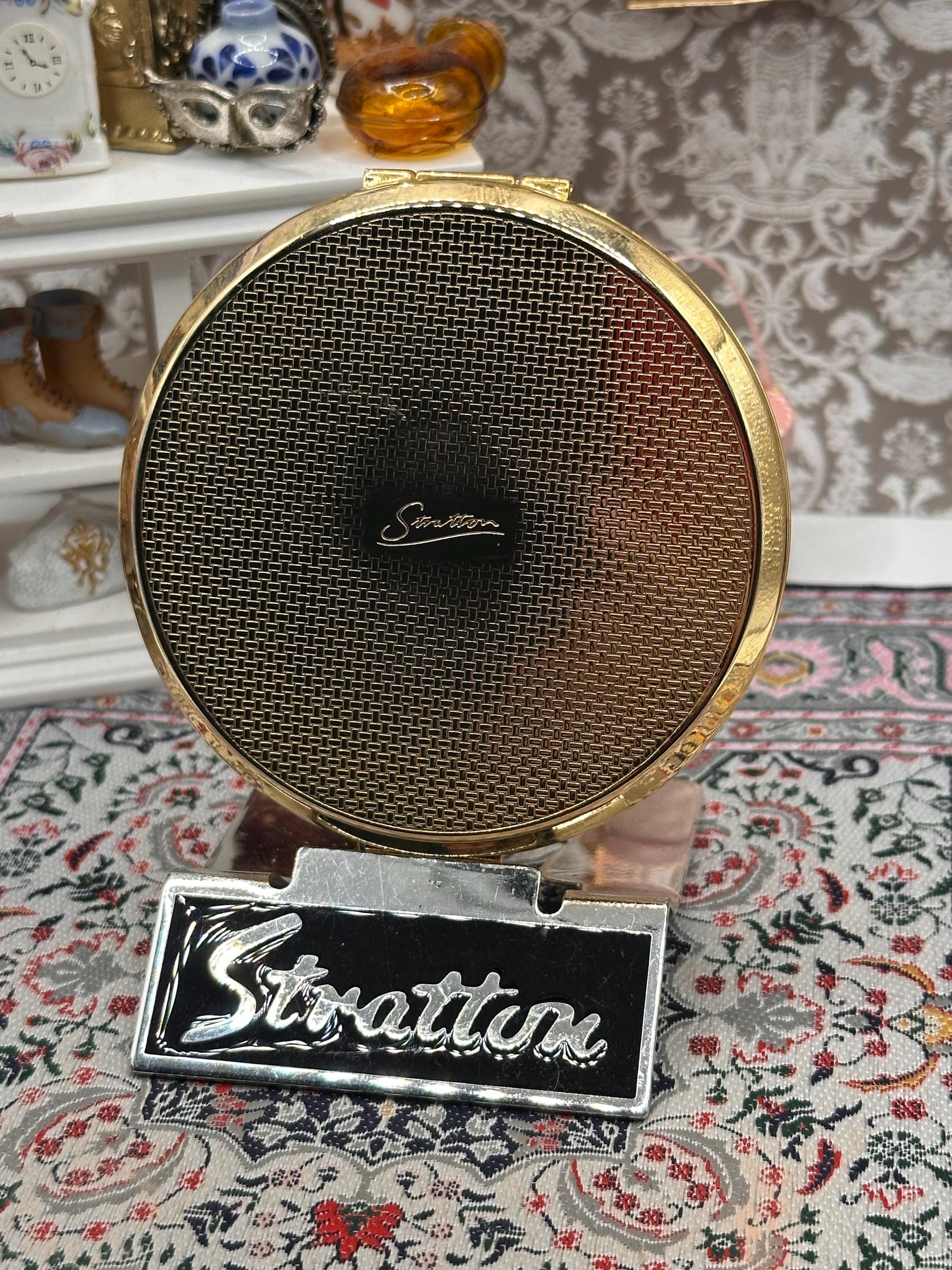 Vintage Stratton Powder Compact Black & Gold Red Enamel Art Deco Style Compact Mirror 7.5cm England