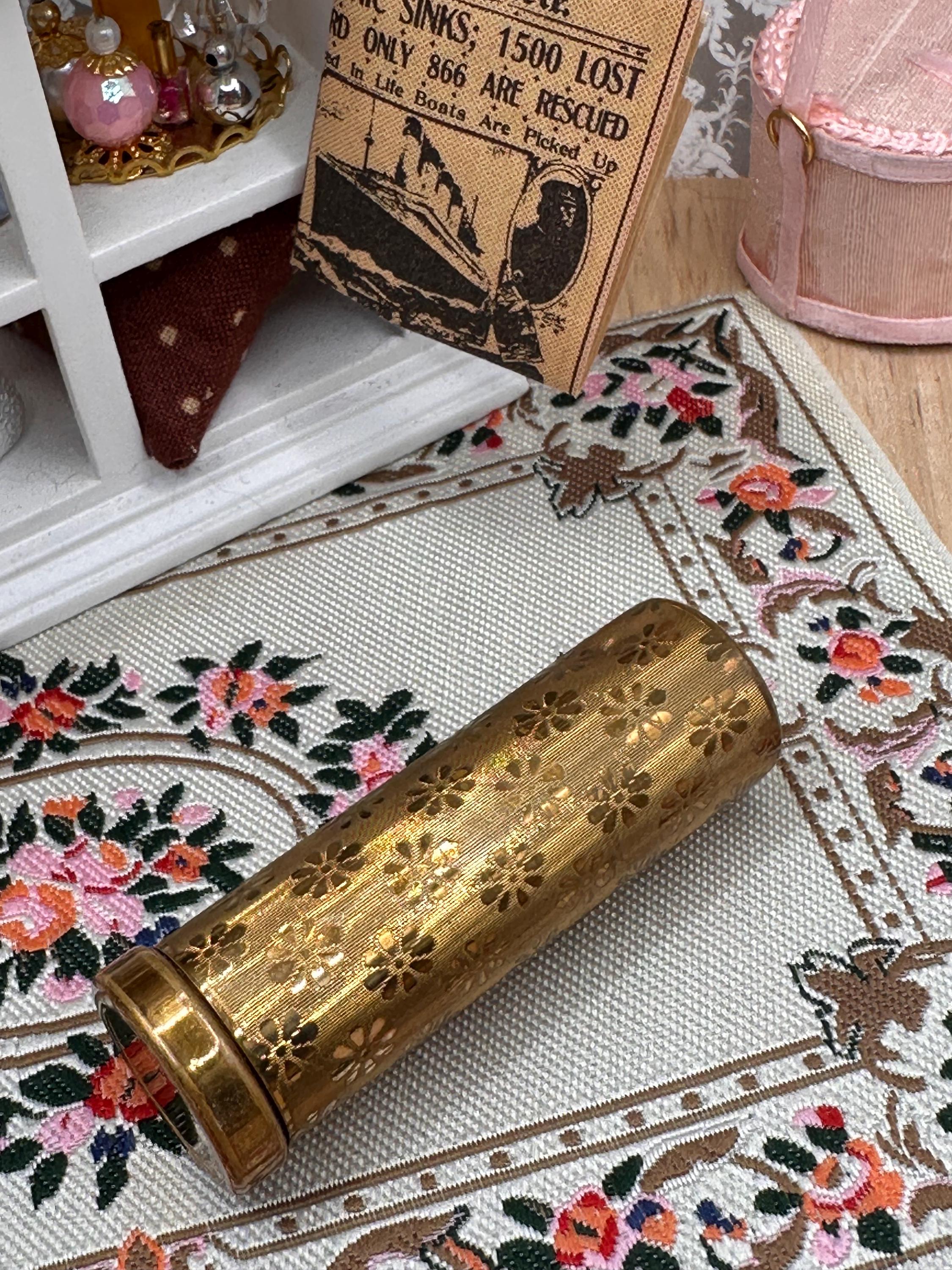 Vintage Stratton Boxed Matching Compact & Lipstick Holder Set | Gold Tone Floral Engine Turned | Original Puff | Vanity Gift