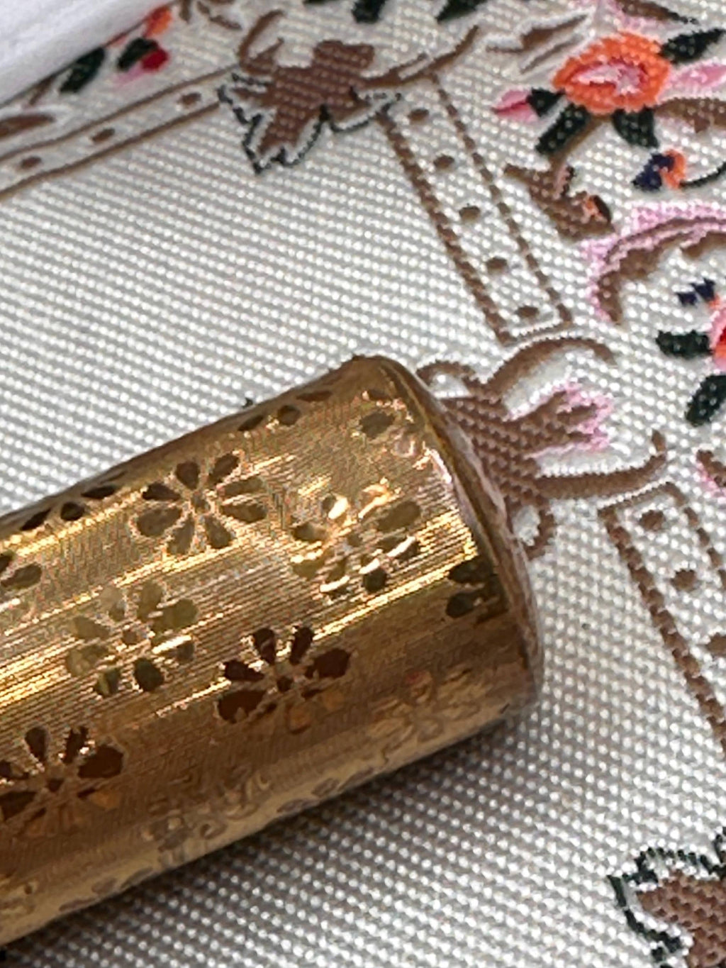Vintage Stratton Boxed Matching Compact & Lipstick Holder Set | Gold Tone Floral Engine Turned | Original Puff | Vanity Gift