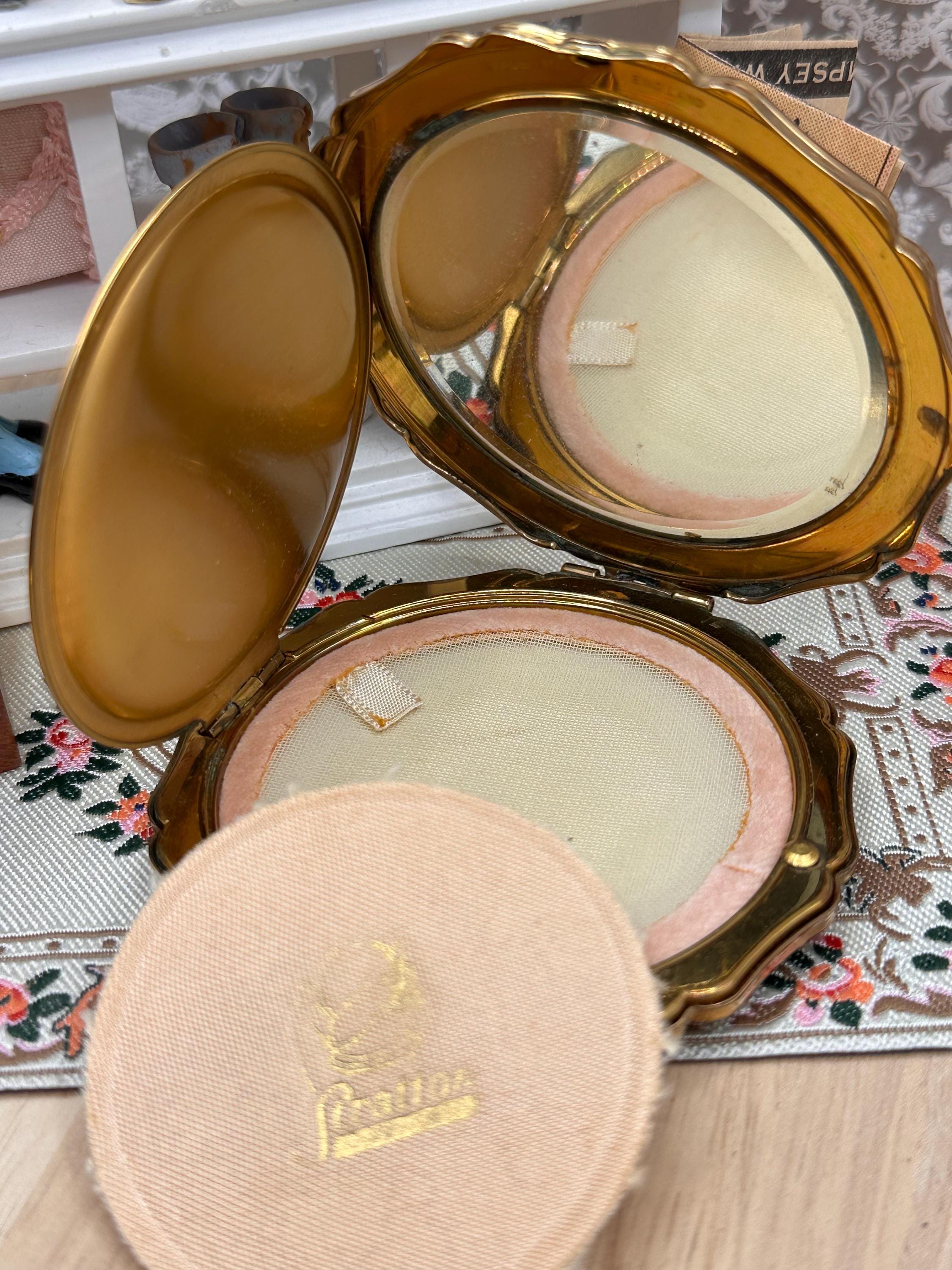 Vintage Stratton Boxed Matching Compact & Lipstick Holder Set | Gold Tone Floral Engine Turned | Original Puff | Vanity Gift
