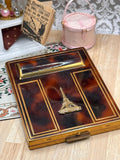 Vintage Art Deco Paris Eiffel Tower Souvenir Powder Compact Faux Tortoiseshell Vanity Compact c1930s 1940s