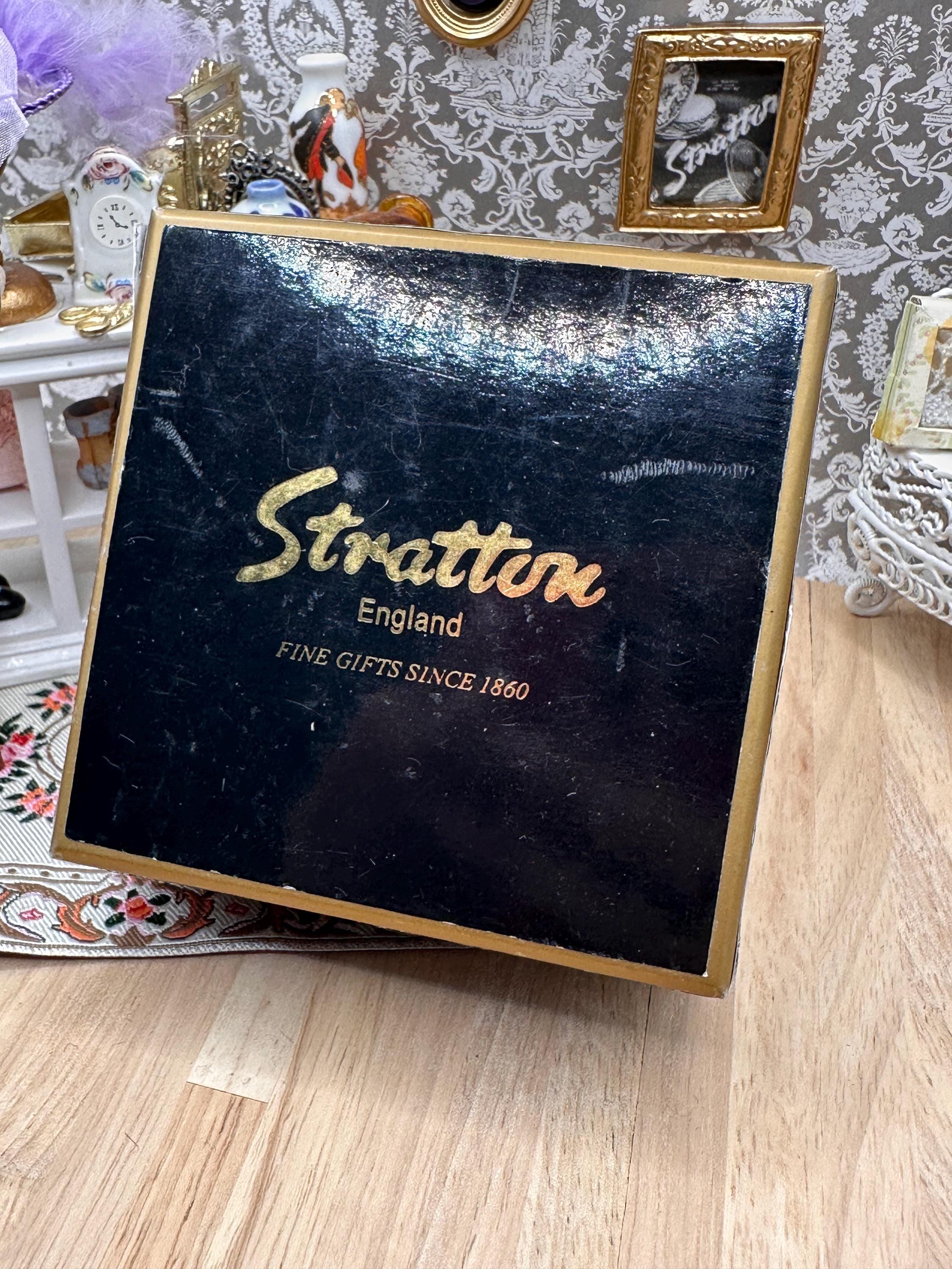 Vintage Stratton Novelty Fob Watch Powder Compact with Original Box – Rhinestone Wreath – Gold Tone Convertible Compact – Made in England