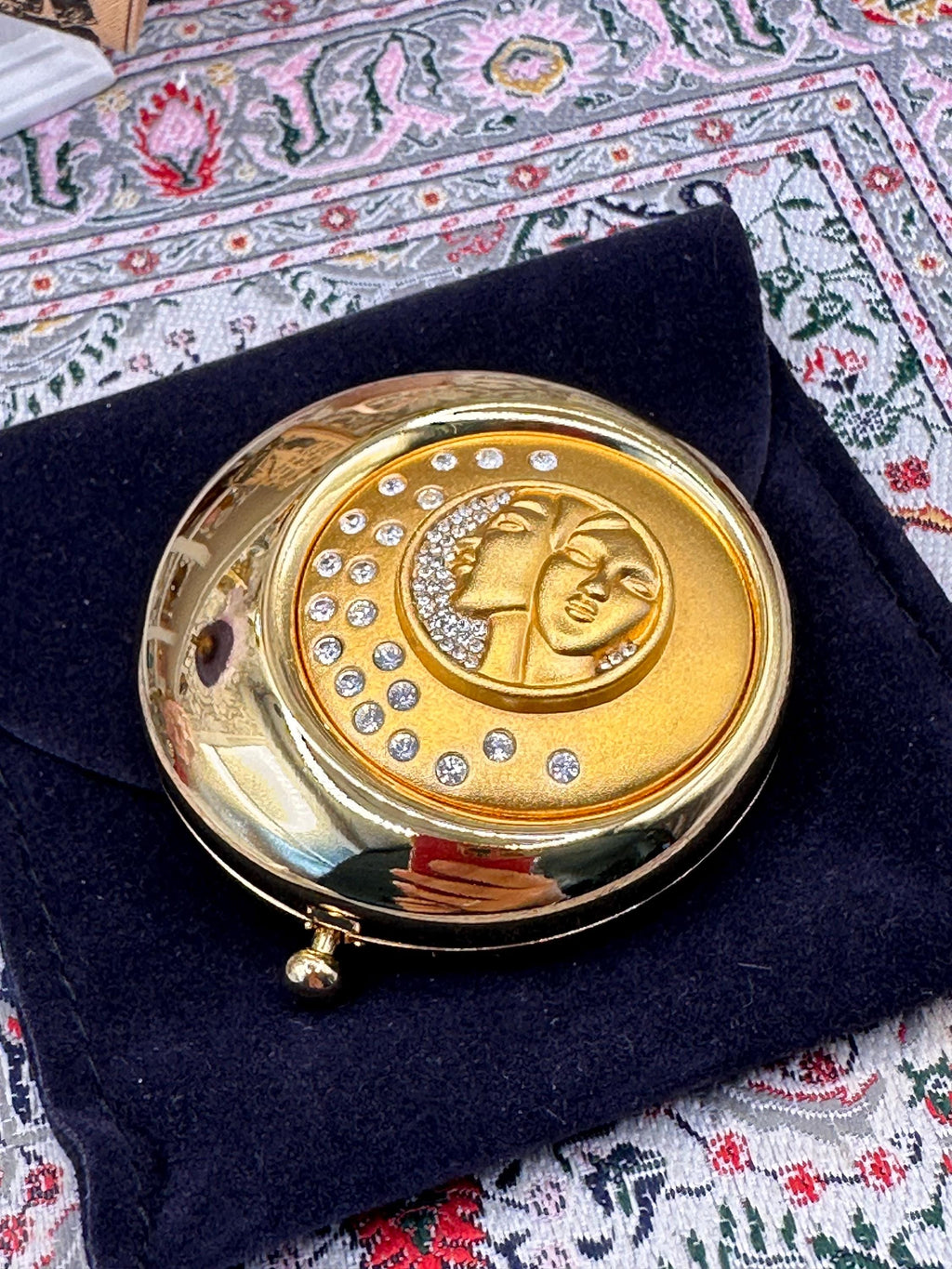 Vintage Estée Lauder Golden Gemini Lucidity Powder Compact | Boxed Zodiac Collectible Powder Compact | Refillable Designer Vanity Compact