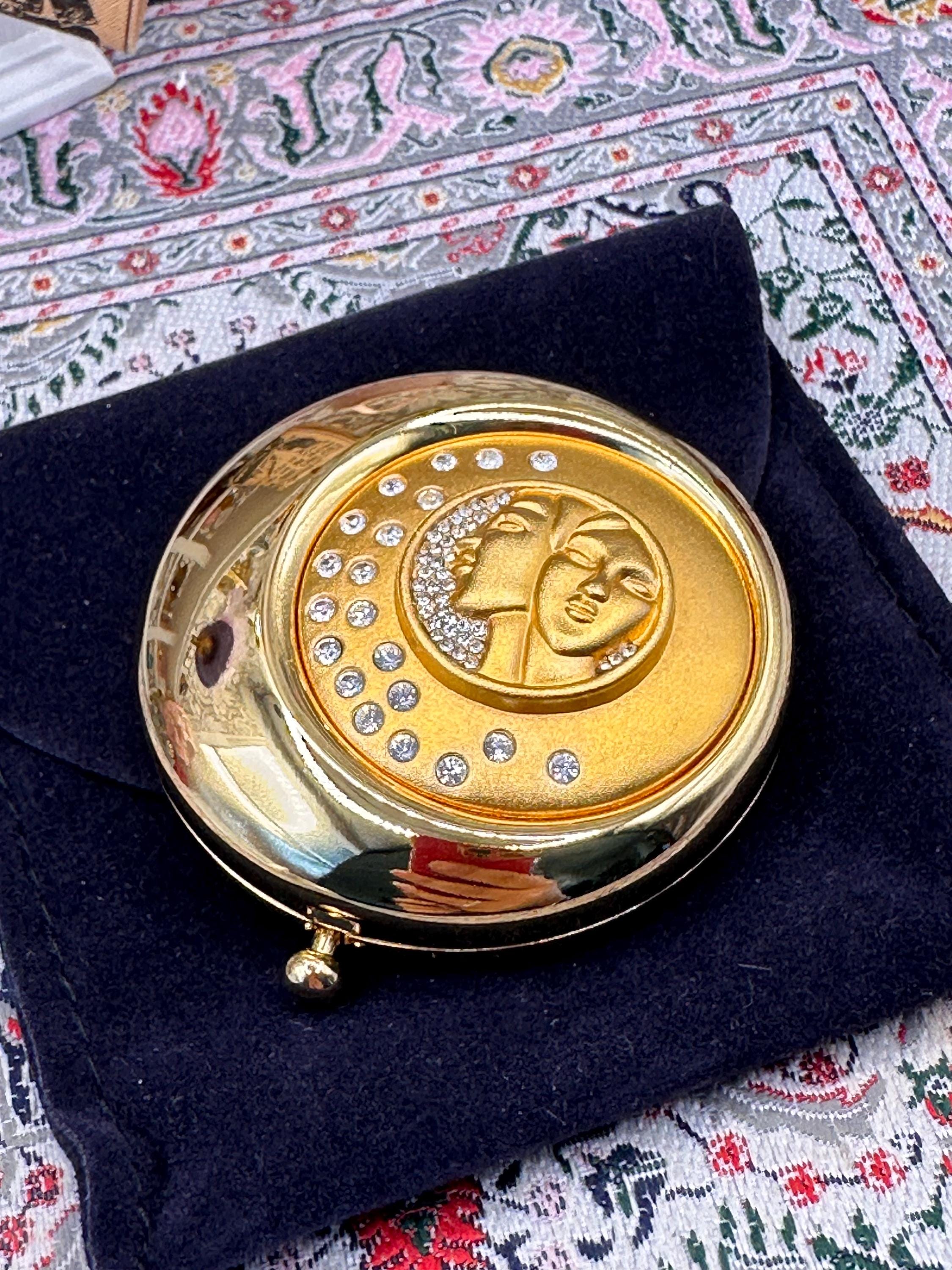 Vintage Estée Lauder Golden Gemini Lucidity Powder Compact | Boxed Zodiac Collectible Powder Compact | Refillable Designer Vanity Compact