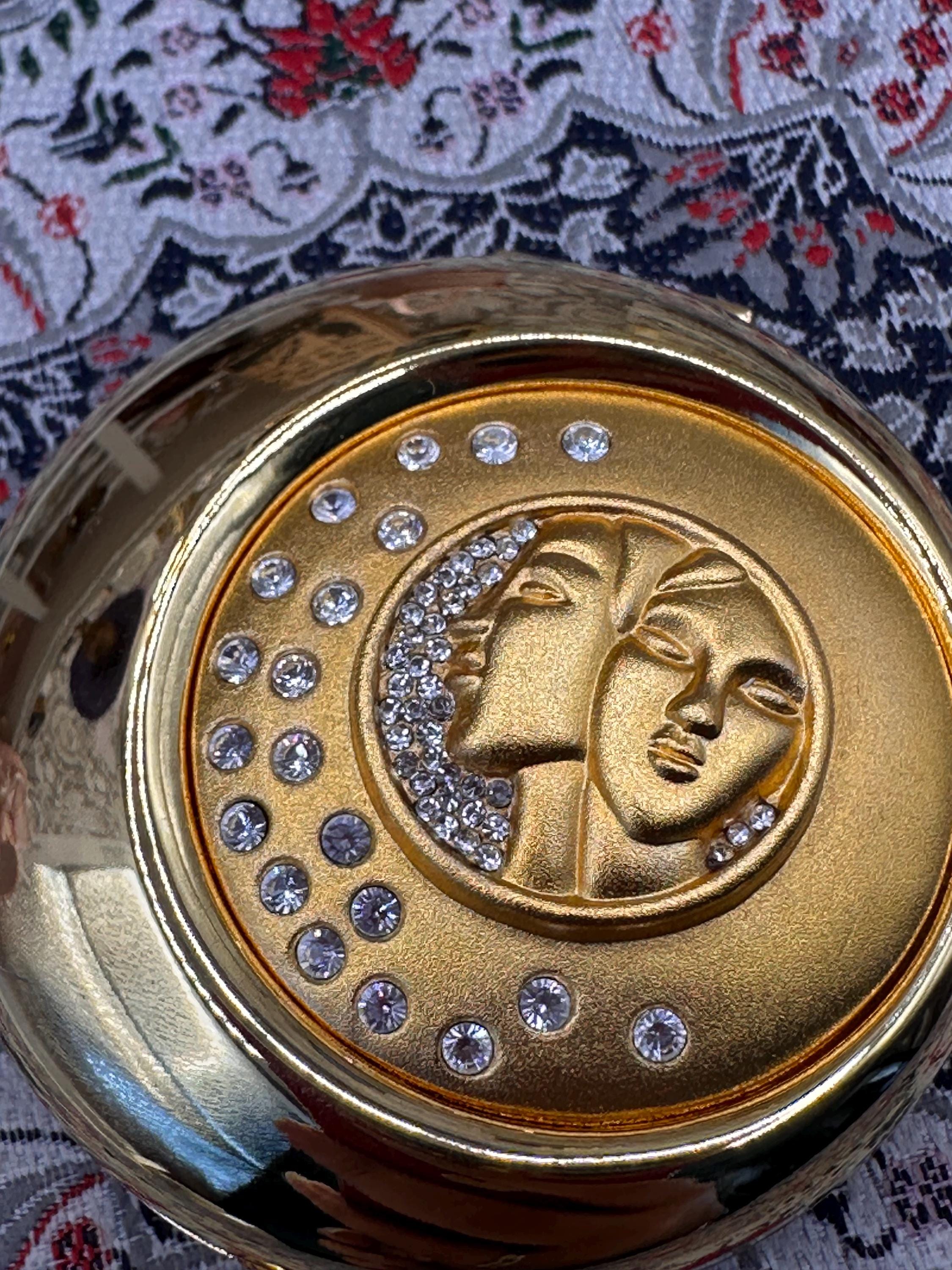 Vintage Estée Lauder Golden Gemini Lucidity Powder Compact | Boxed Zodiac Collectible Powder Compact | Refillable Designer Vanity Compact