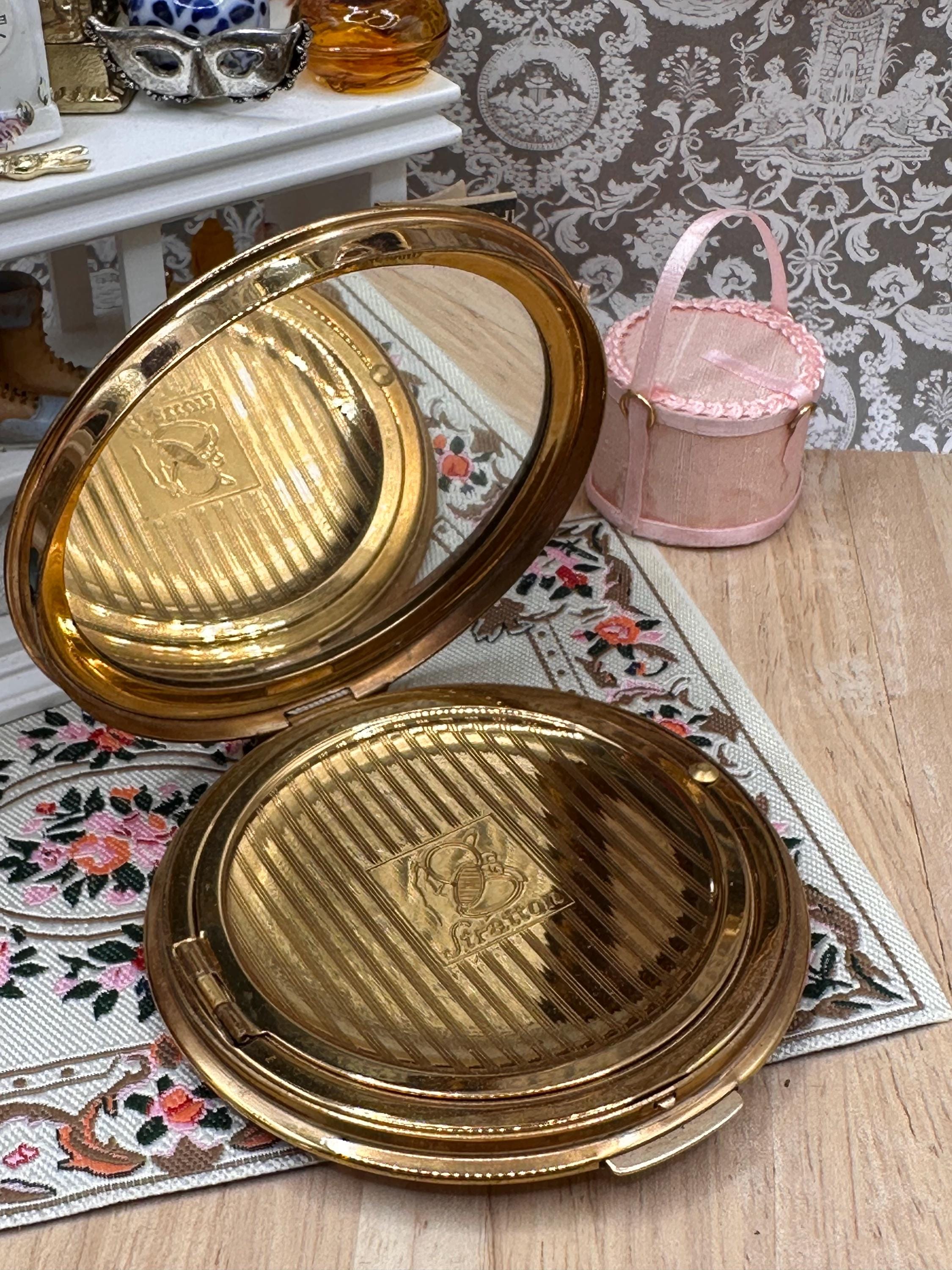 Vintage Stratton ‘Sous l’Empire’ Powder Compact by Édouard Renaudin 7.5cm with Pouch
