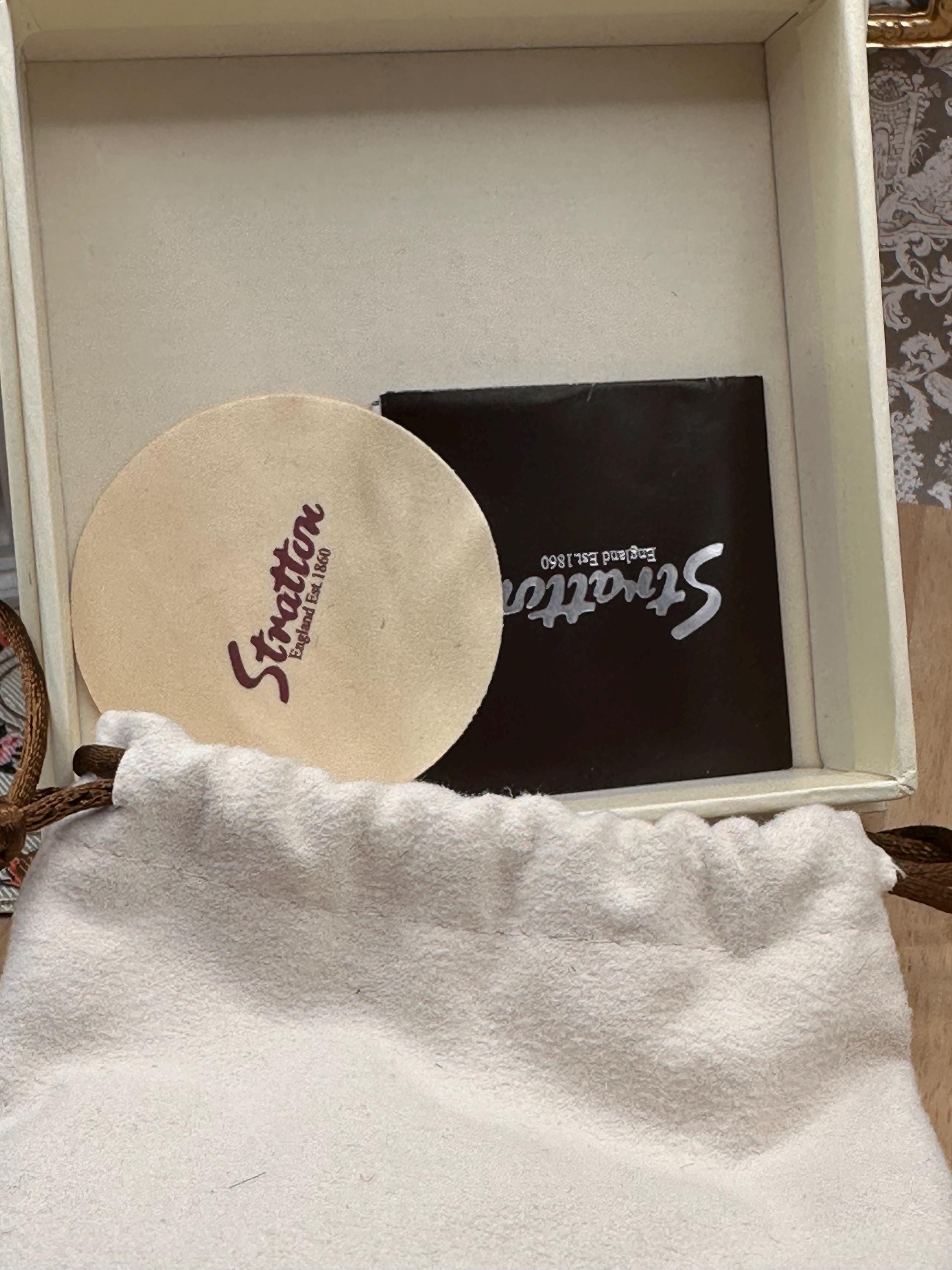 Vintage Boxed Stratton Heritage Collection Zebra Enamel Compact Mirror with Original Pouch 7cm Made in England