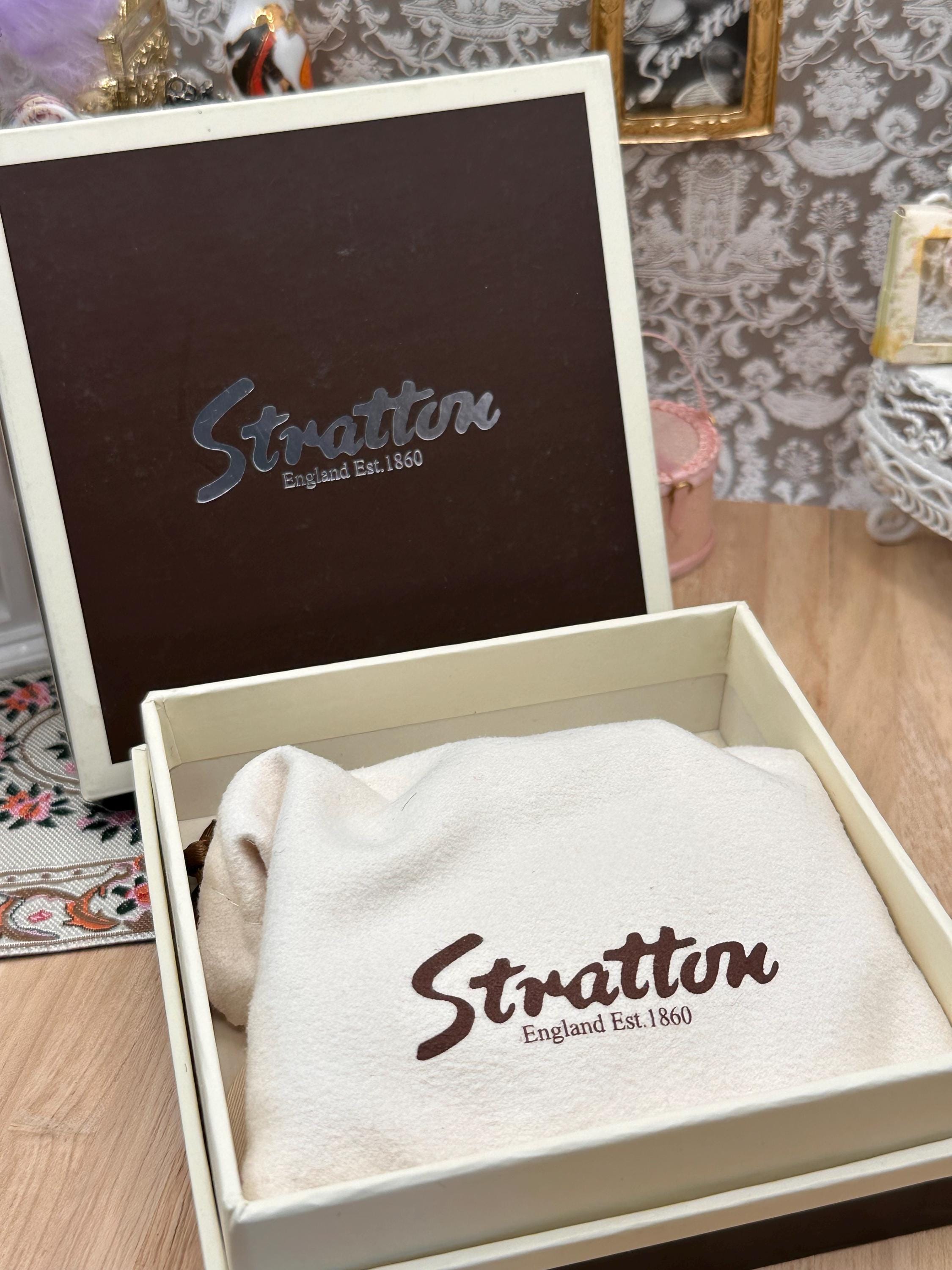 Vintage Boxed Stratton Heritage Collection Zebra Enamel Compact Mirror with Original Pouch 7cm Made in England
