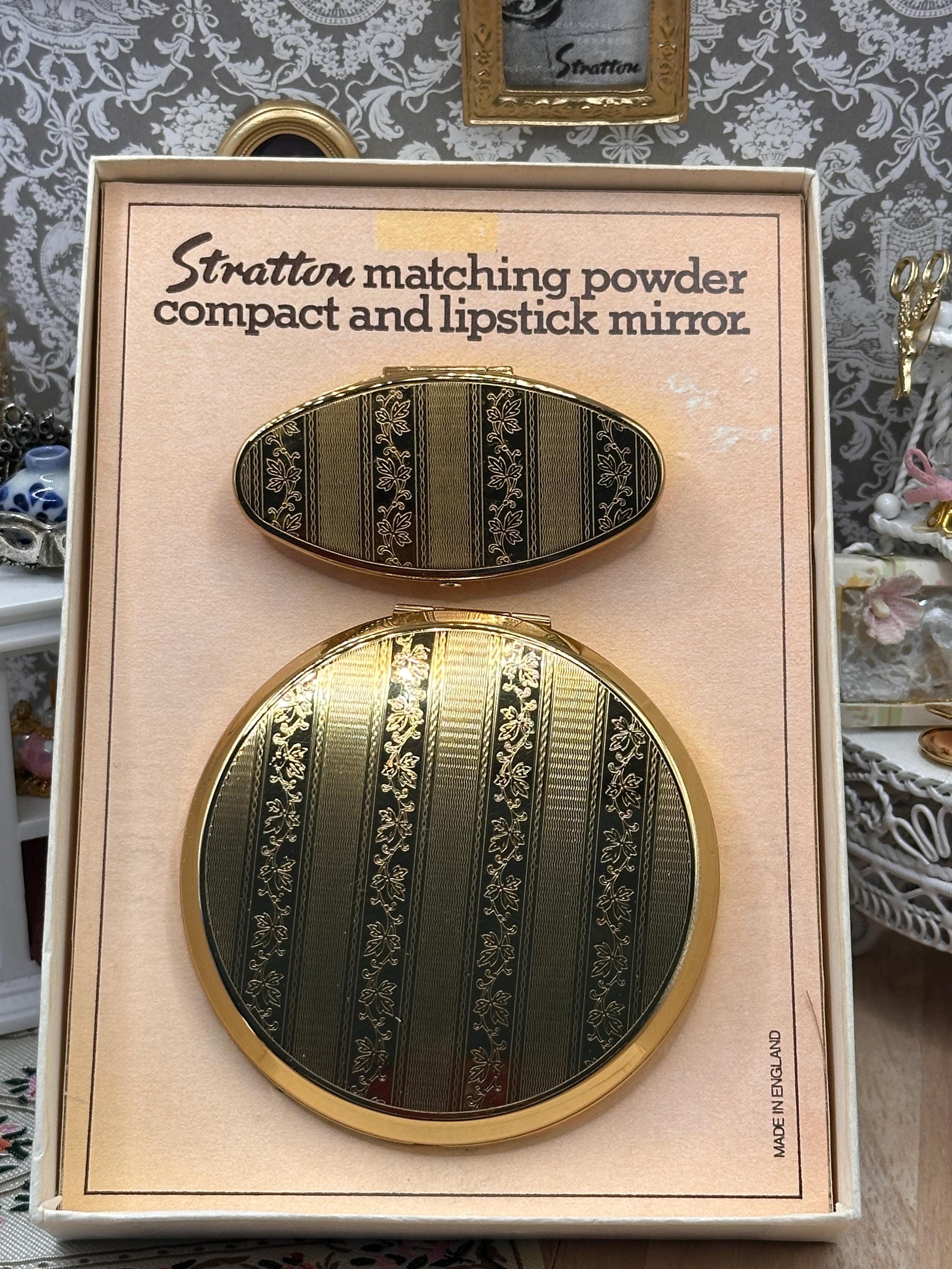 Vintage Stratton Boxed Powder Compact & Lip View Mirror Set, Unused, Made in England
