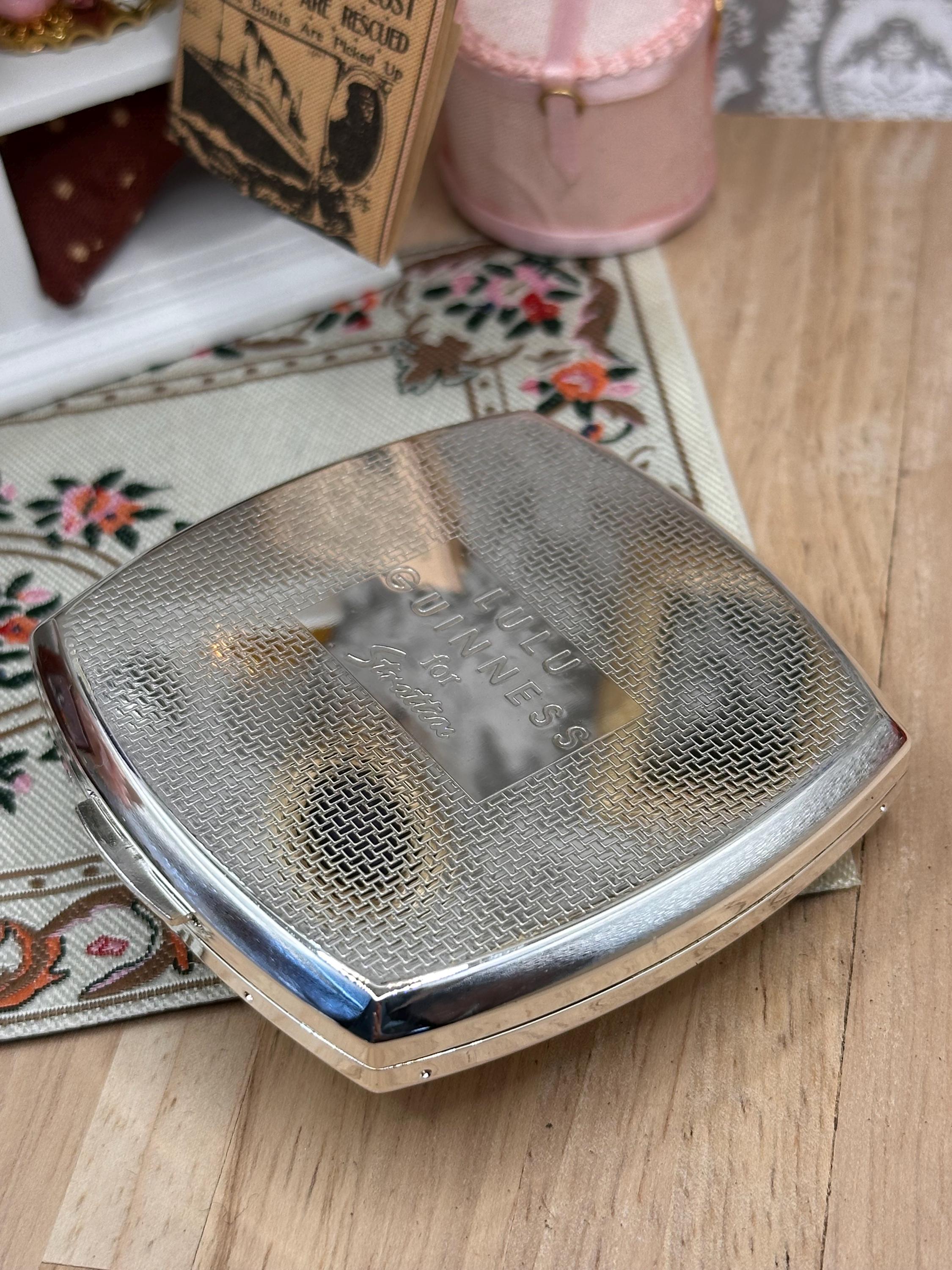 Vintage Lulu Guinness for Stratton Red Lips Compact Mirror Ivory Enamel Double Mirror Designer Gift 7cm