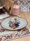 Vintage Stratton Lip View Mirror Butterfly & Roses Gold Tone Lipstick Holder Made in England 6cm