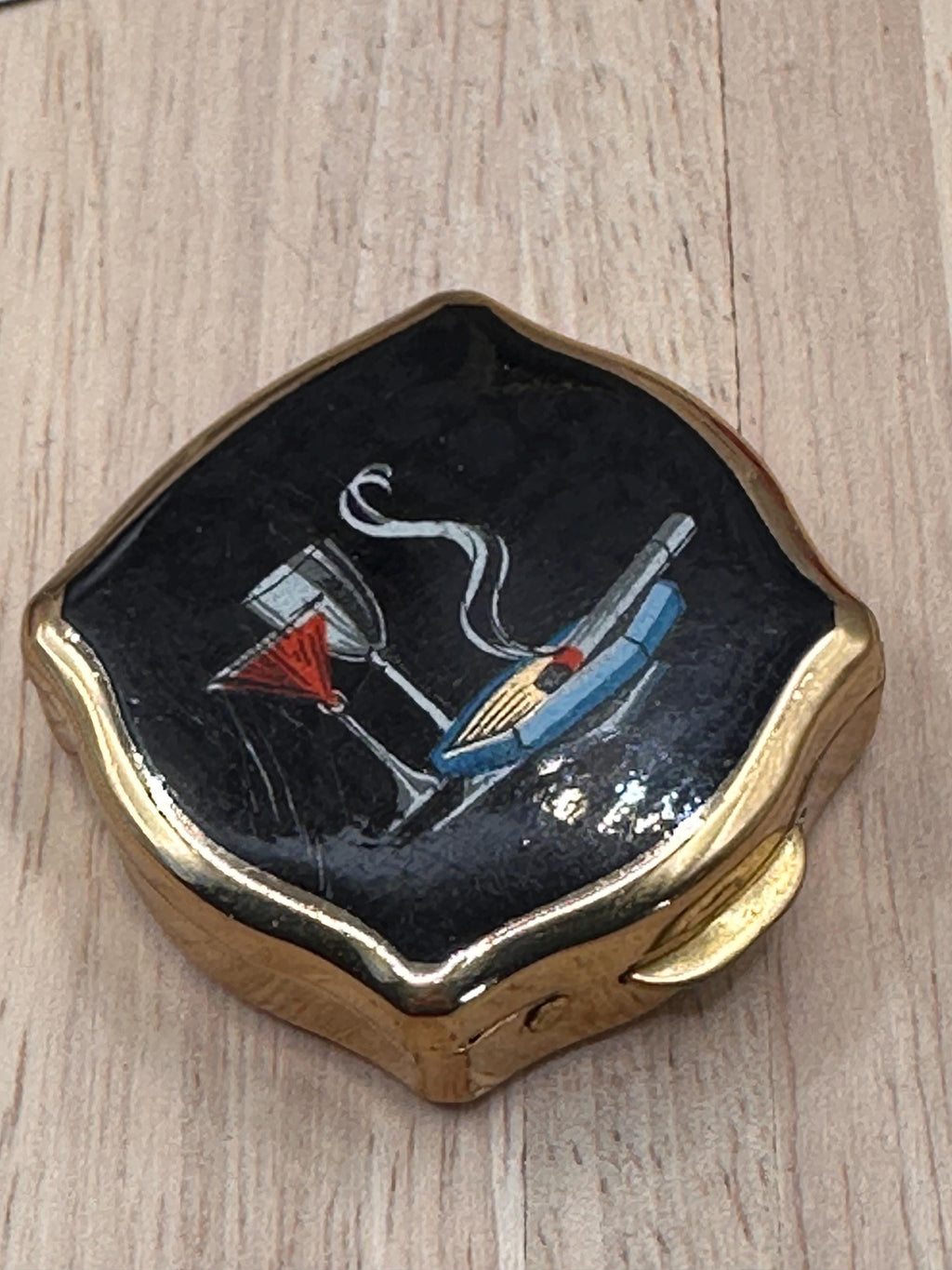Vintage Stratton Cocktail Enamel Personal Ashtray 4cm Unused Mid Century Pocket Ashtray Made in England