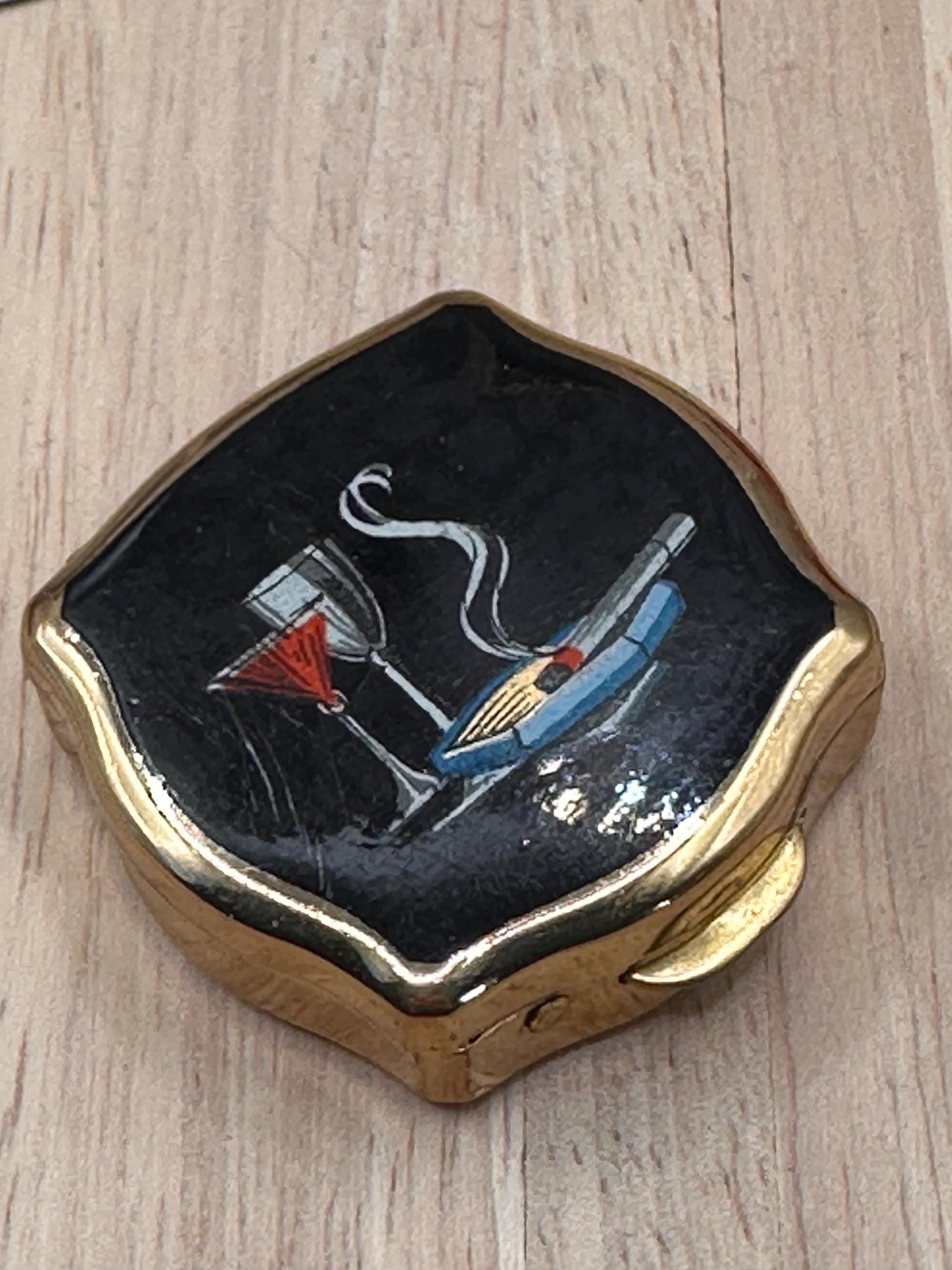 Vintage Stratton Cocktail Enamel Personal Ashtray 4cm Unused Mid Century Pocket Ashtray Made in England