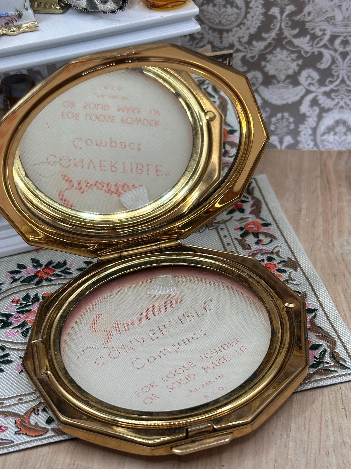 Vintage Stratton Flying Mallards Convertible Powder Compact, English Countryside Enamel Compact, 8cm