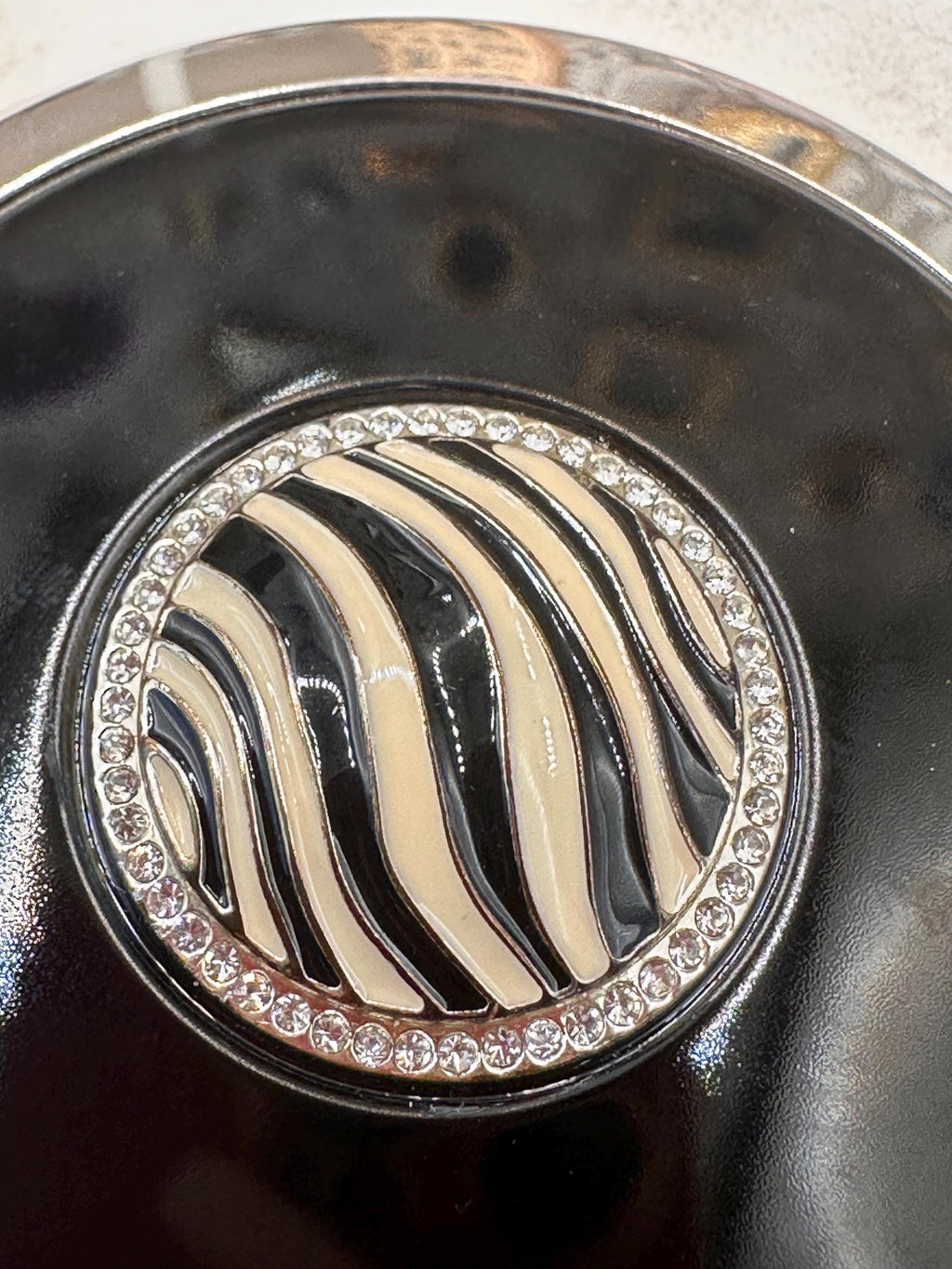 Vintage Boxed Stratton Heritage Collection Zebra Enamel Compact Mirror with Original Pouch 7cm Made in England