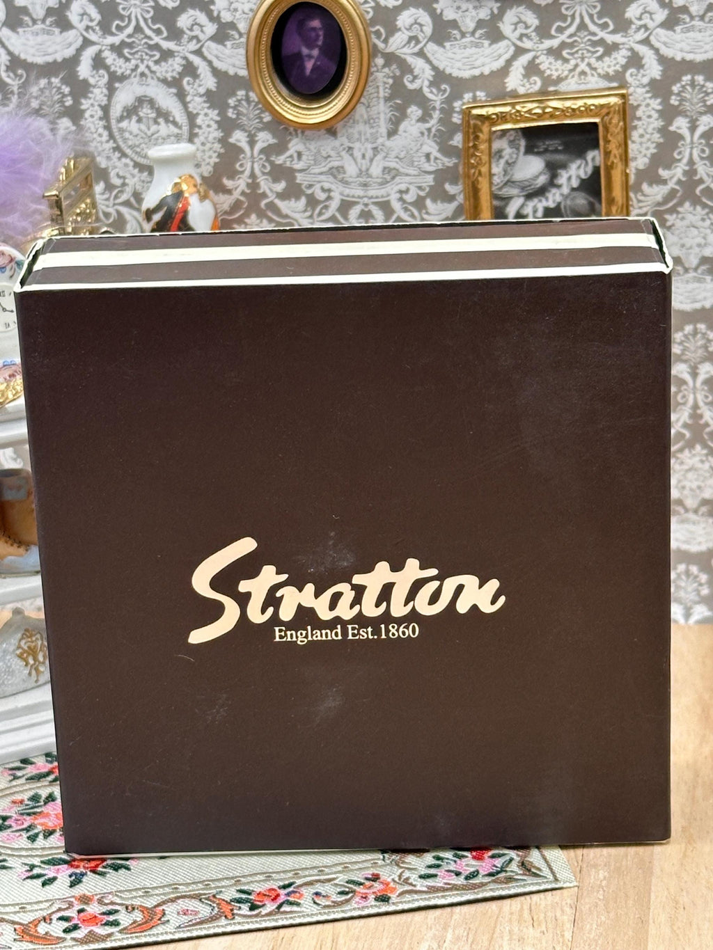 Vintage Boxed Stratton Heritage Collection Zebra Enamel Compact Mirror with Original Pouch 7cm Made in England