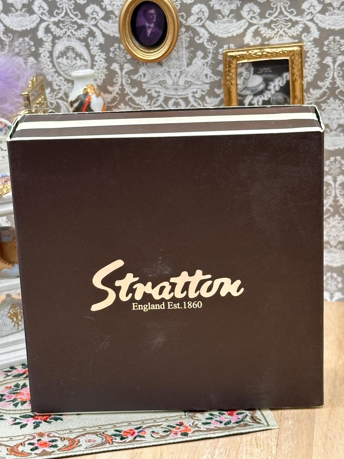 Vintage Boxed Stratton Heritage Collection Zebra Enamel Compact Mirror with Original Pouch 7cm Made in England