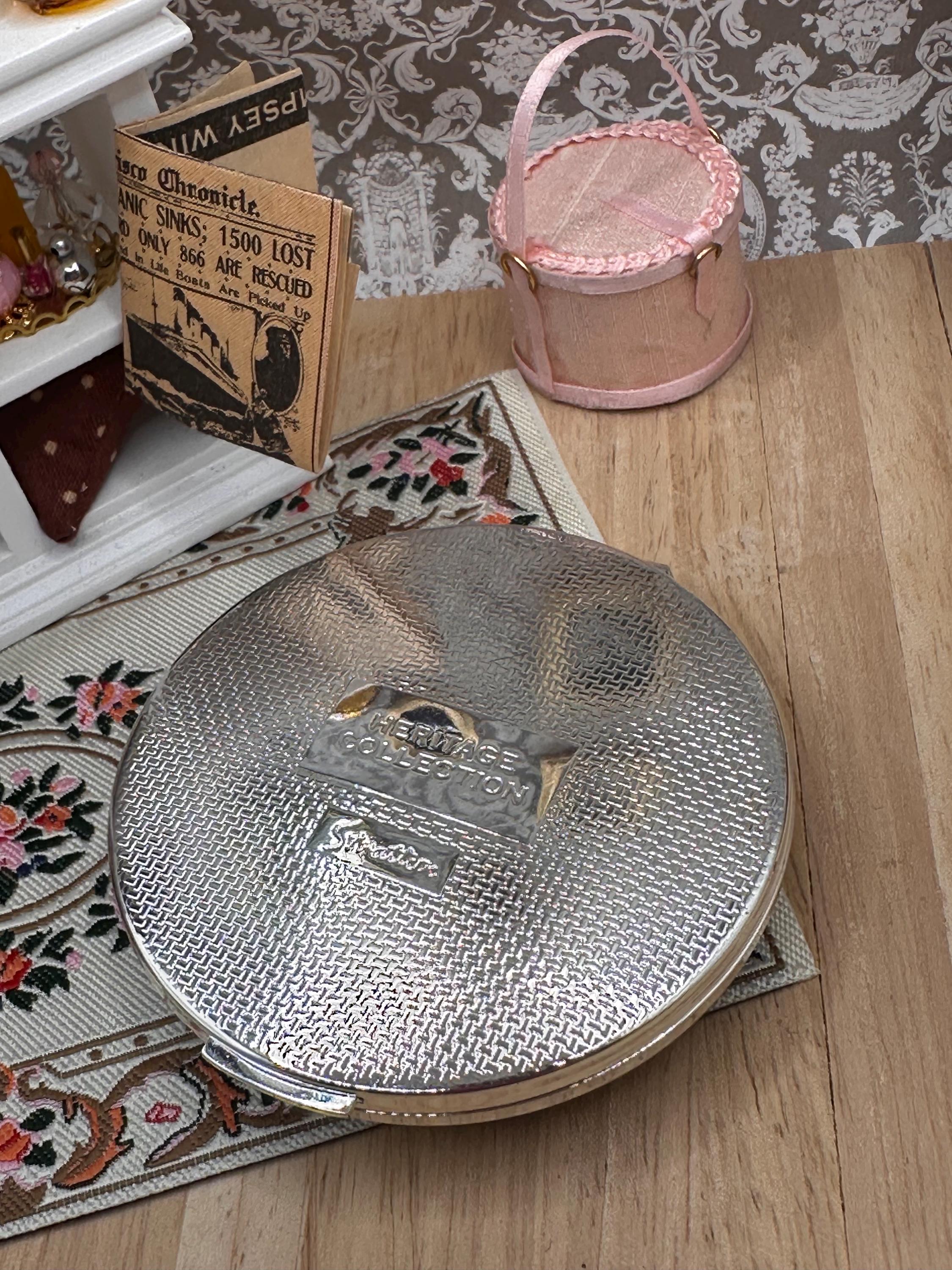 Vintage Boxed Stratton Heritage Collection Zebra Enamel Compact Mirror with Original Pouch 7cm Made in England