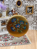 Vintage Kigu Caprice Powder Compact Blue Cornflowers Gold Tone Compact Mirror 7.5cm Made in England