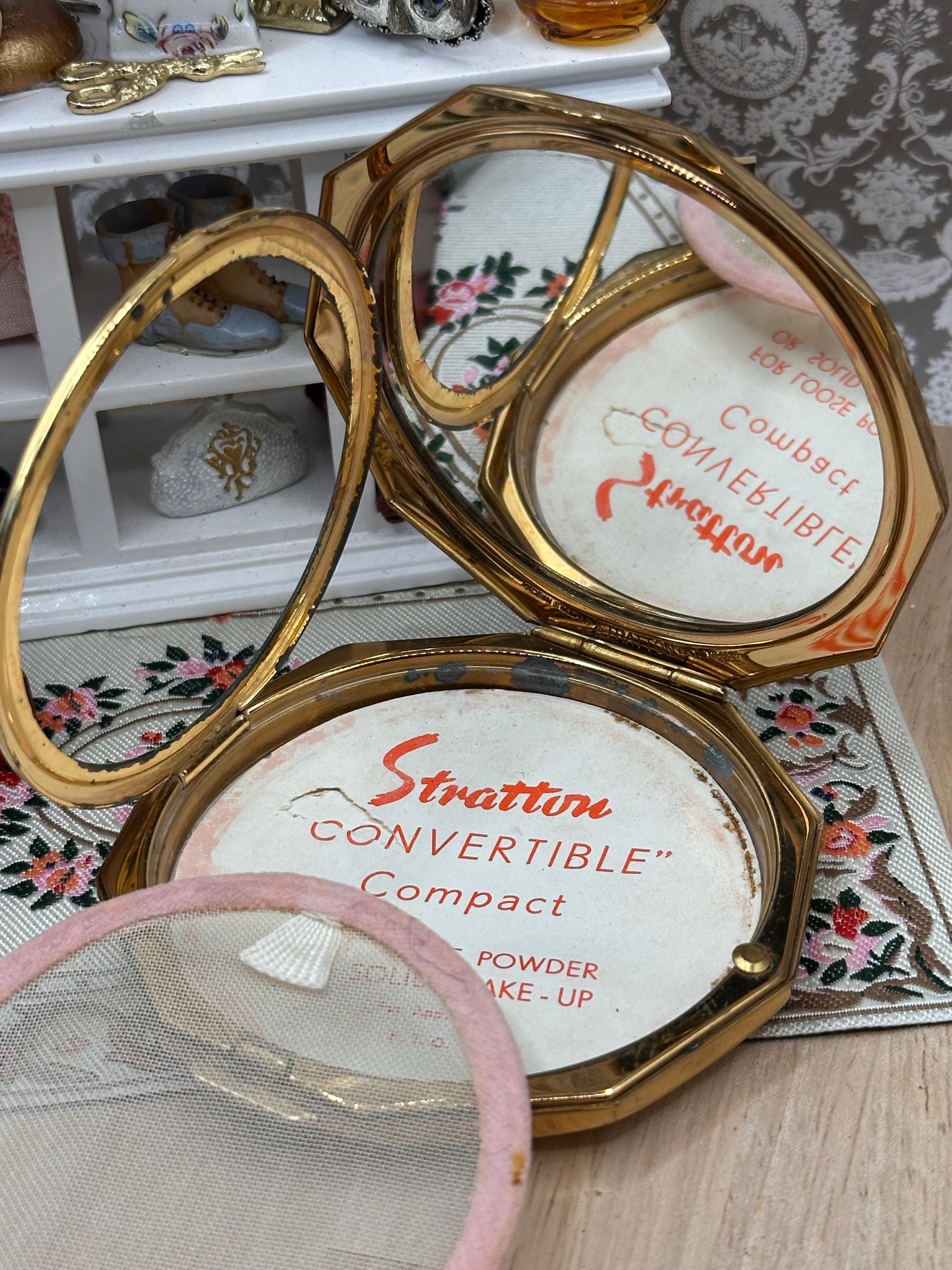 Vintage Stratton Flying Mallards Convertible Powder Compact, English Countryside Enamel Compact, 8cm